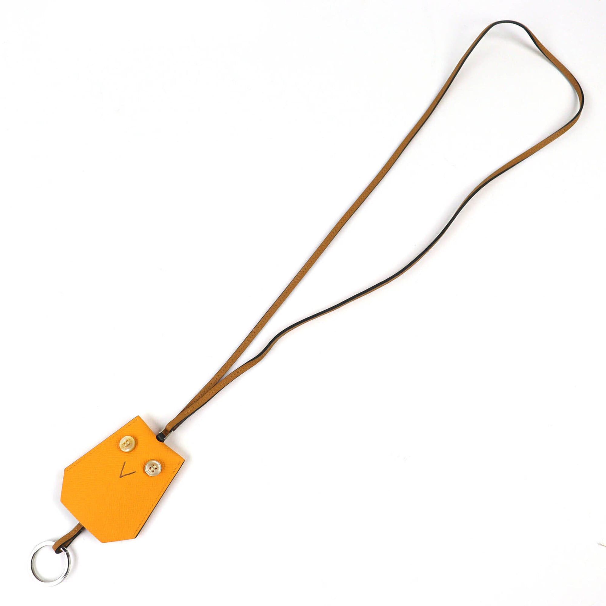 Hermes HERMES Petit H Ybton Clochette Veau Epsom Jaune d'Or Biscuit Necklace with Box, Made in France, Women's Size ONE SIZE - 4 Thumbnail