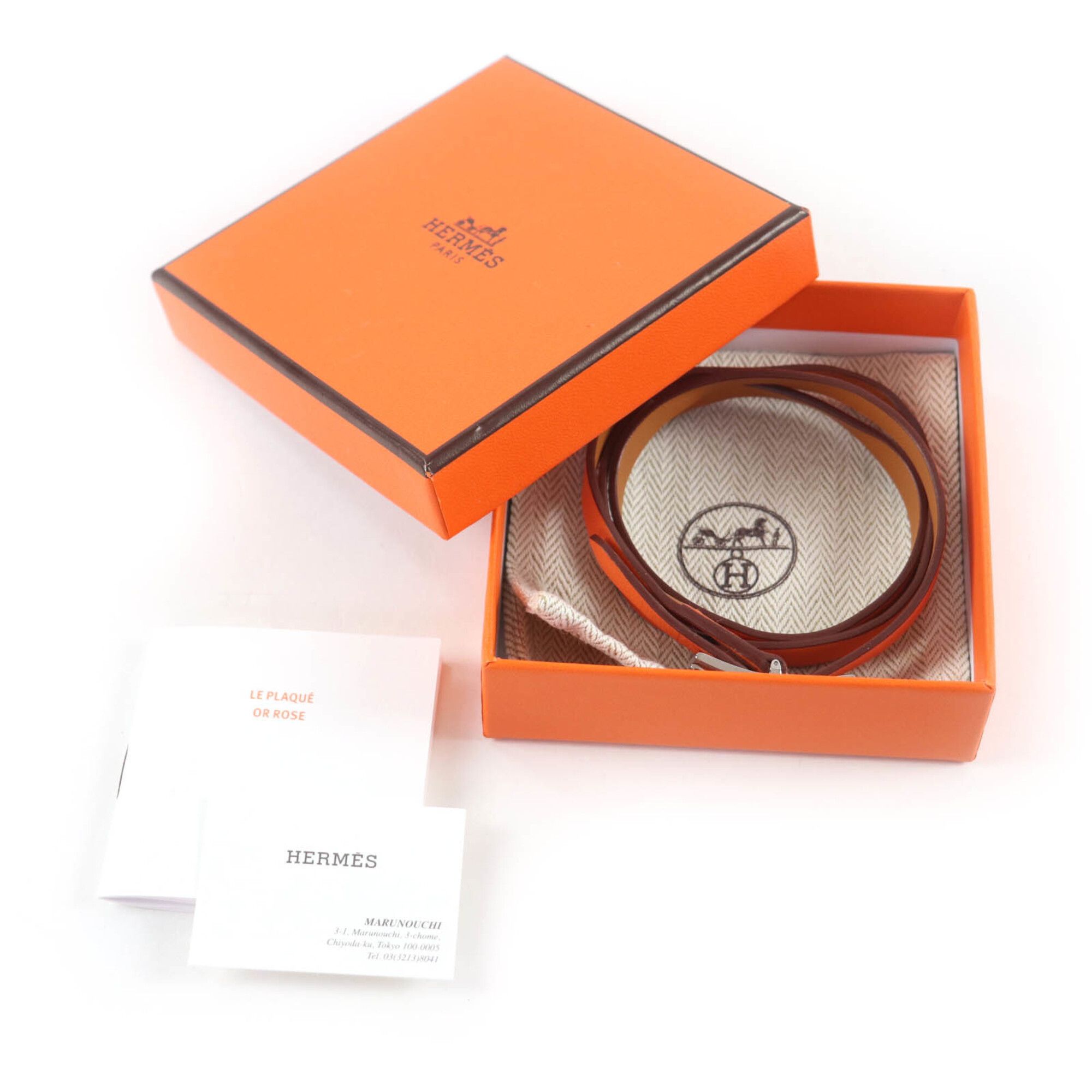 Hermes HERMES Be Api Double Tour Gold Orange Silver Hardware Triple Strand Leather Bracelet Z Stamp Comes with Box and Dust Bag Made in France Women's Size ONE SIZE - 2 Thumbnail