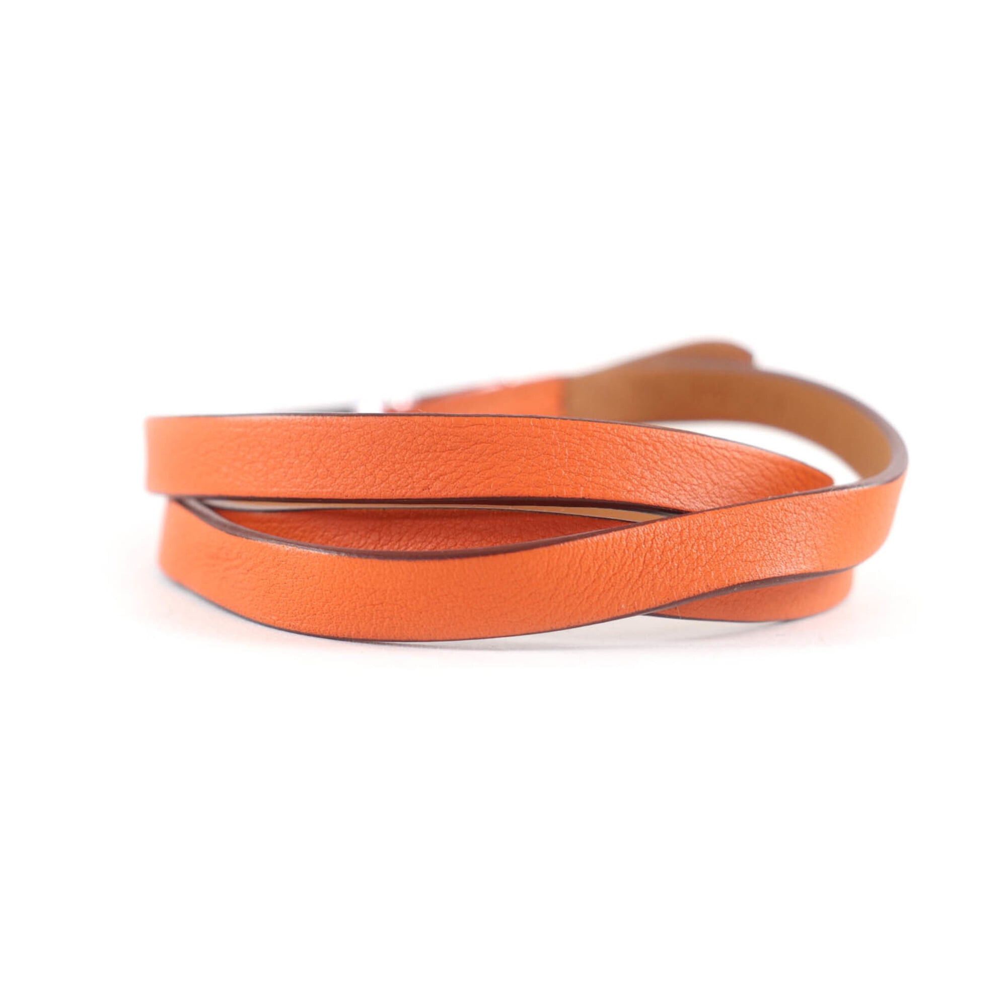 Hermes HERMES Be Api Double Tour Gold Orange Silver Hardware Triple Strand Leather Bracelet Z Stamp Comes with Box and Dust Bag Made in France Women's Size ONE SIZE - 3 Thumbnail