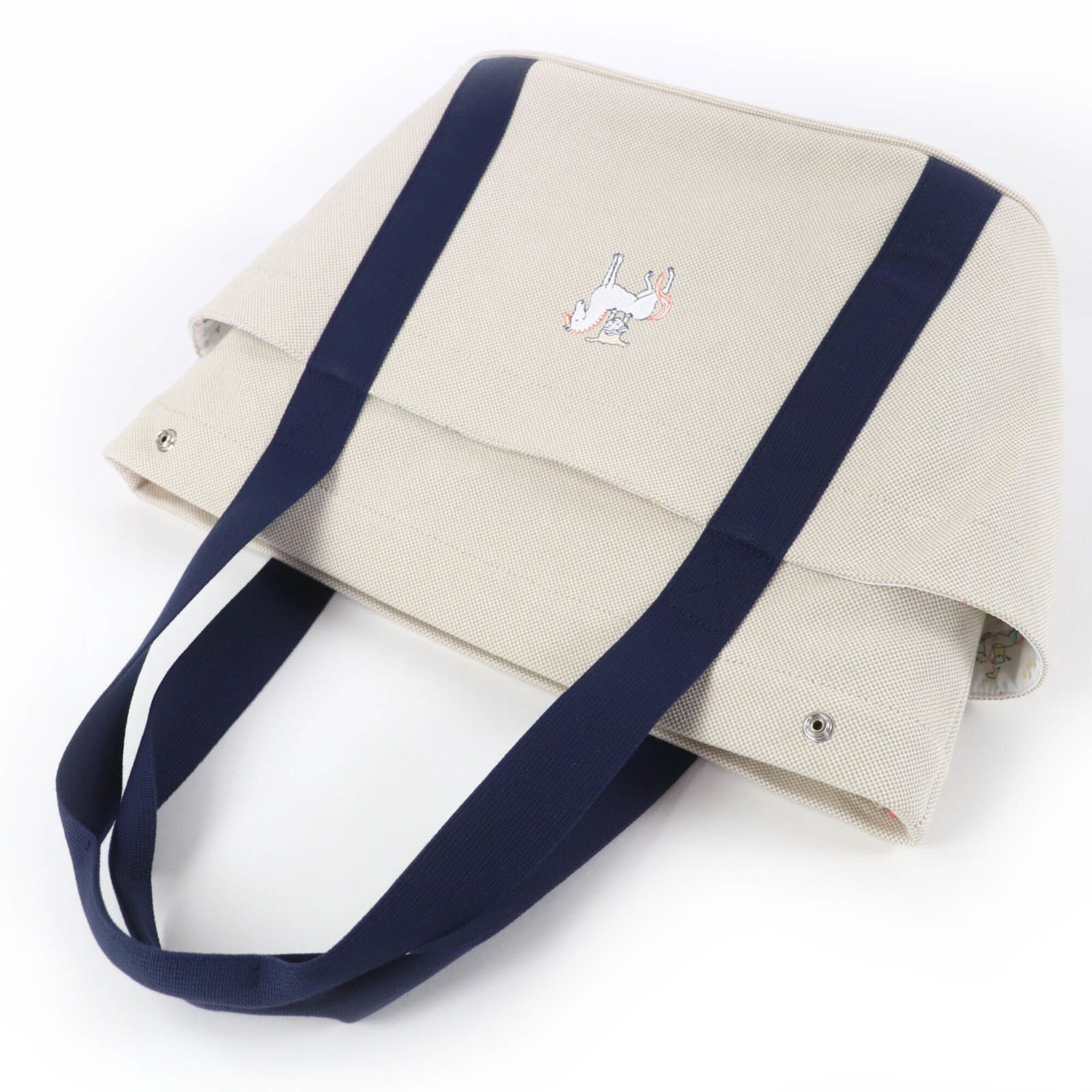 Hermes HERMES Cabriole Tote Bag, 100% Cotton, Gris Perle, Made in France, Women's. Size ONE SIZE - 5 Thumbnail