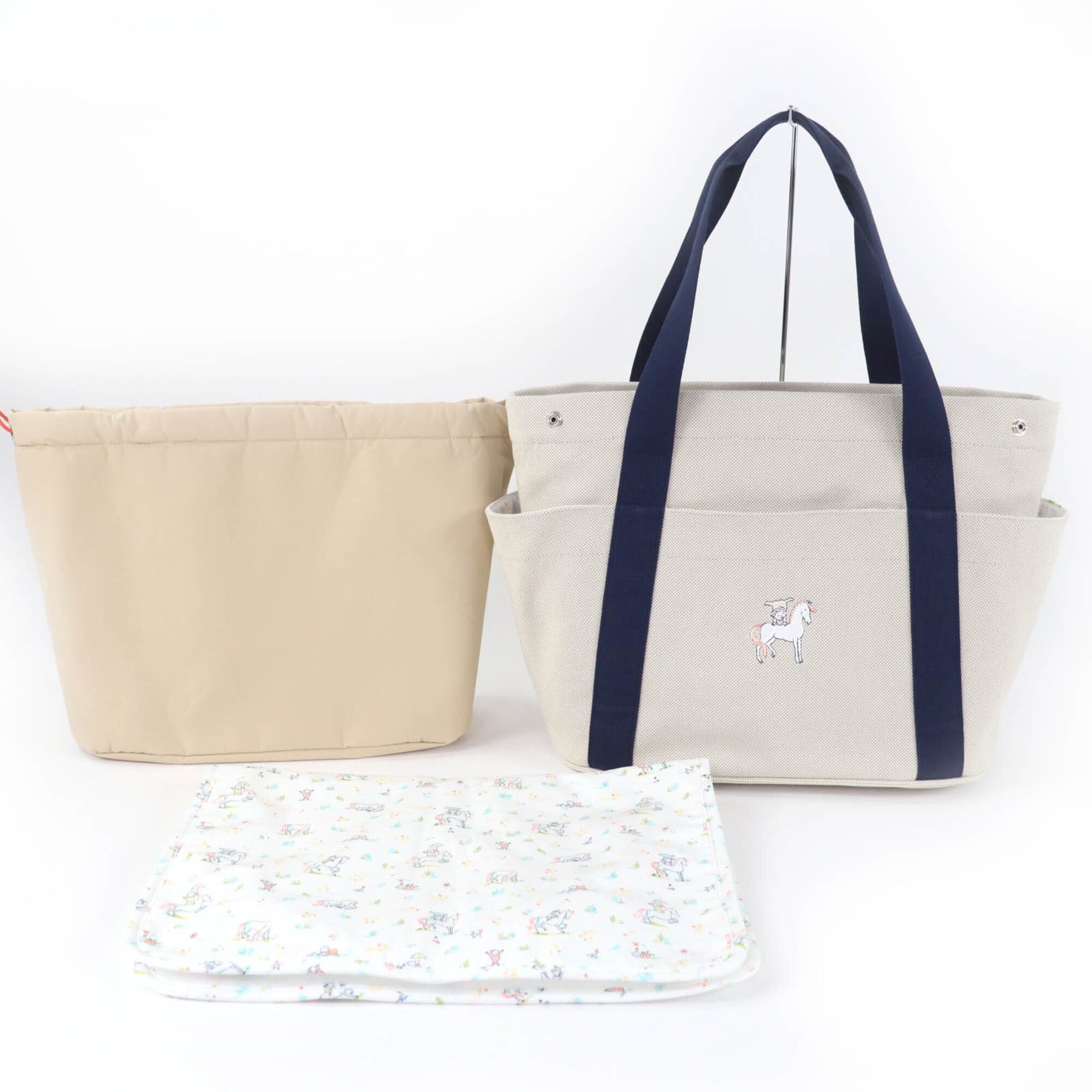Hermes HERMES Cabriole Tote Bag, 100% Cotton, Gris Perle, Made in France, Women's. Size ONE SIZE - 2 Thumbnail