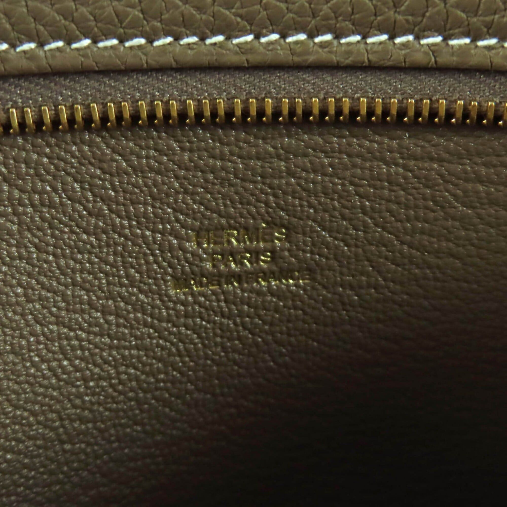Hermes HERMES Etoupe Togo Leather Bag with Gold Hardware, Zippered, Pocket, U Stamp, Comes Box and Dust Bag, Made in France, Women's Size ONE SIZE - 9 Thumbnail