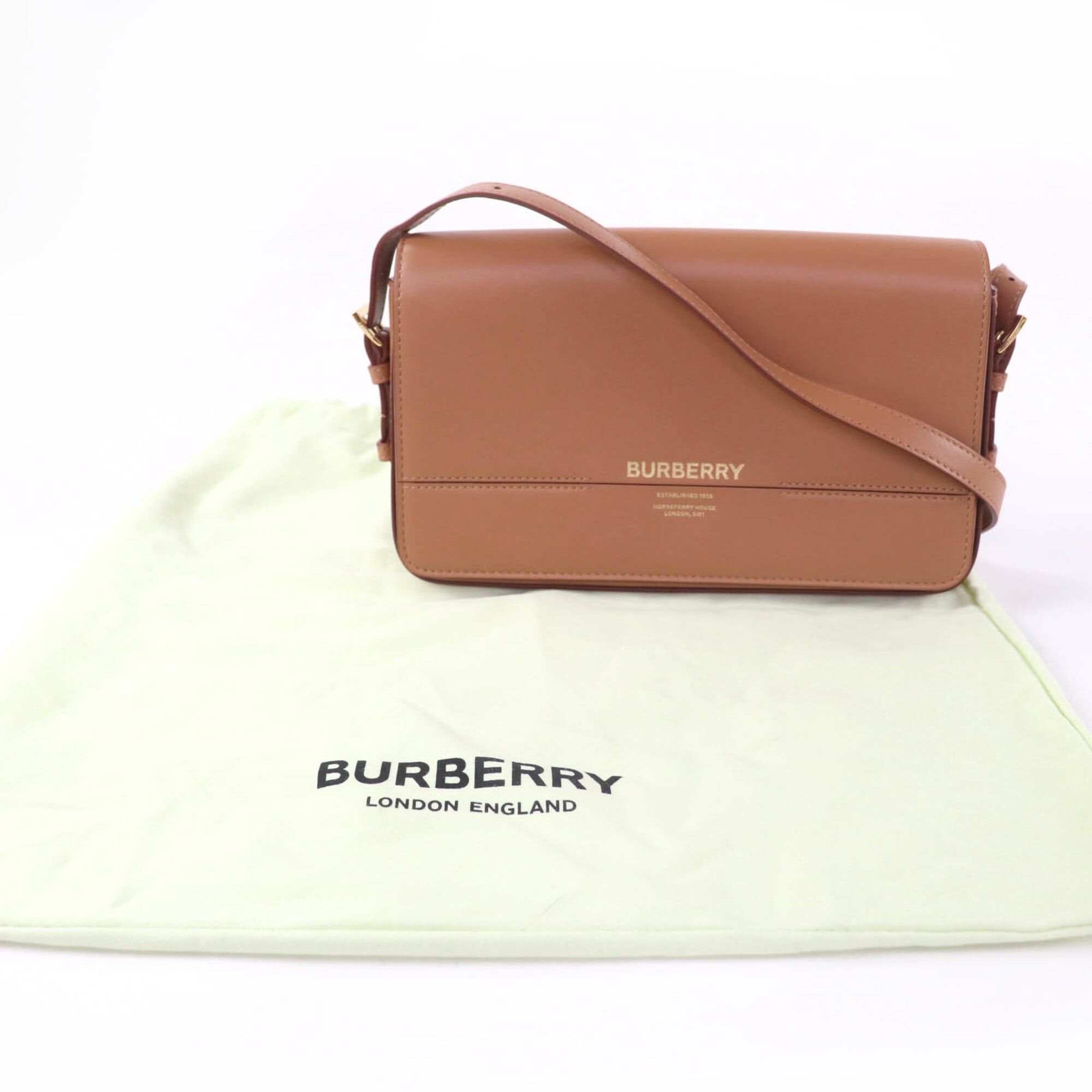 Burberry BURBERRY Grace logo leather shoulder bag, brown, with dust made in Italy, women's. Size ONE SIZE - 2 Thumbnail