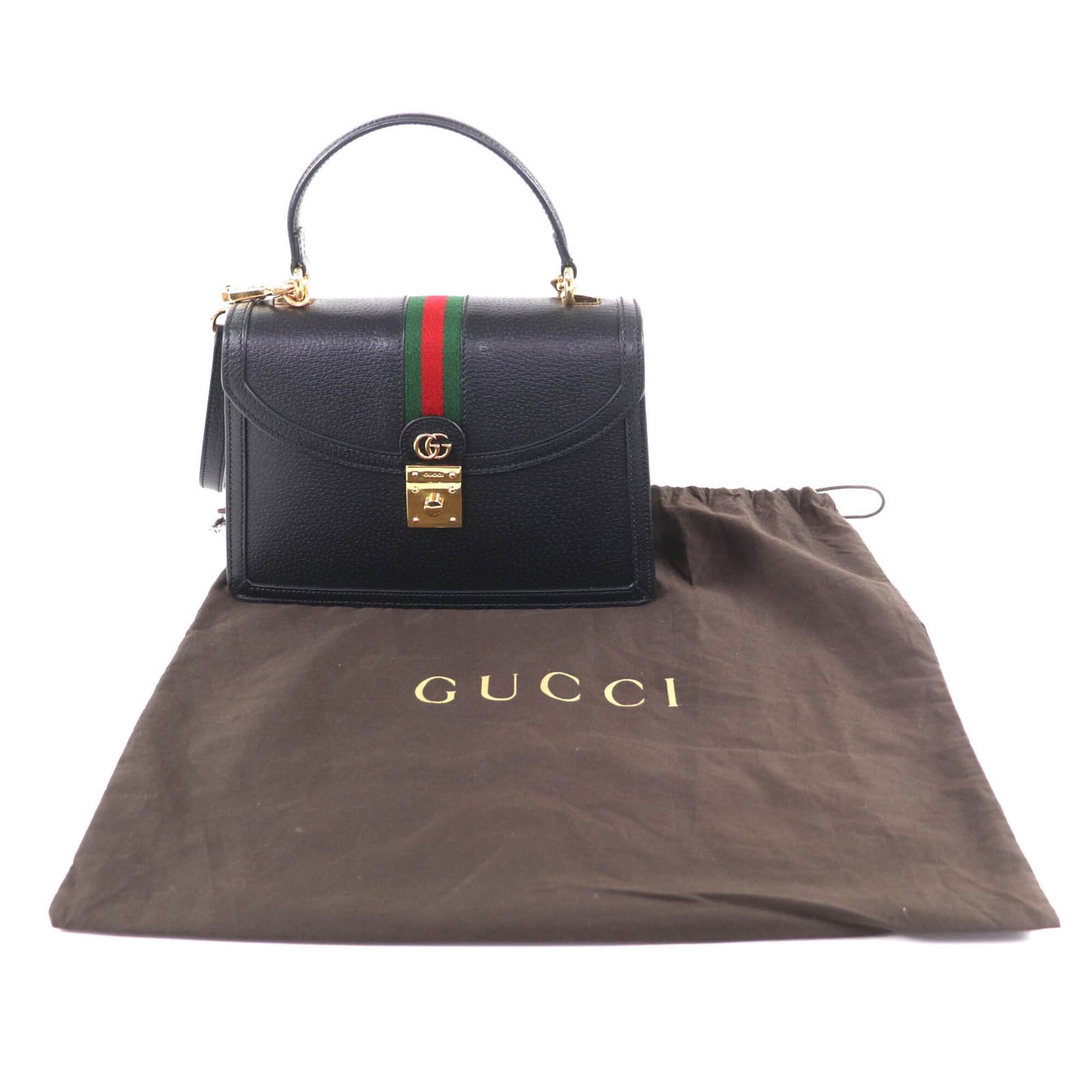 Gucci GUCCI 651055 Ophidia Medium Top Handle Bag, Leather, 2-Way Shoulder Black with Gold Hardware, Comes Dust Made in Italy, Women's. Size ONE SIZE - 2 Thumbnail