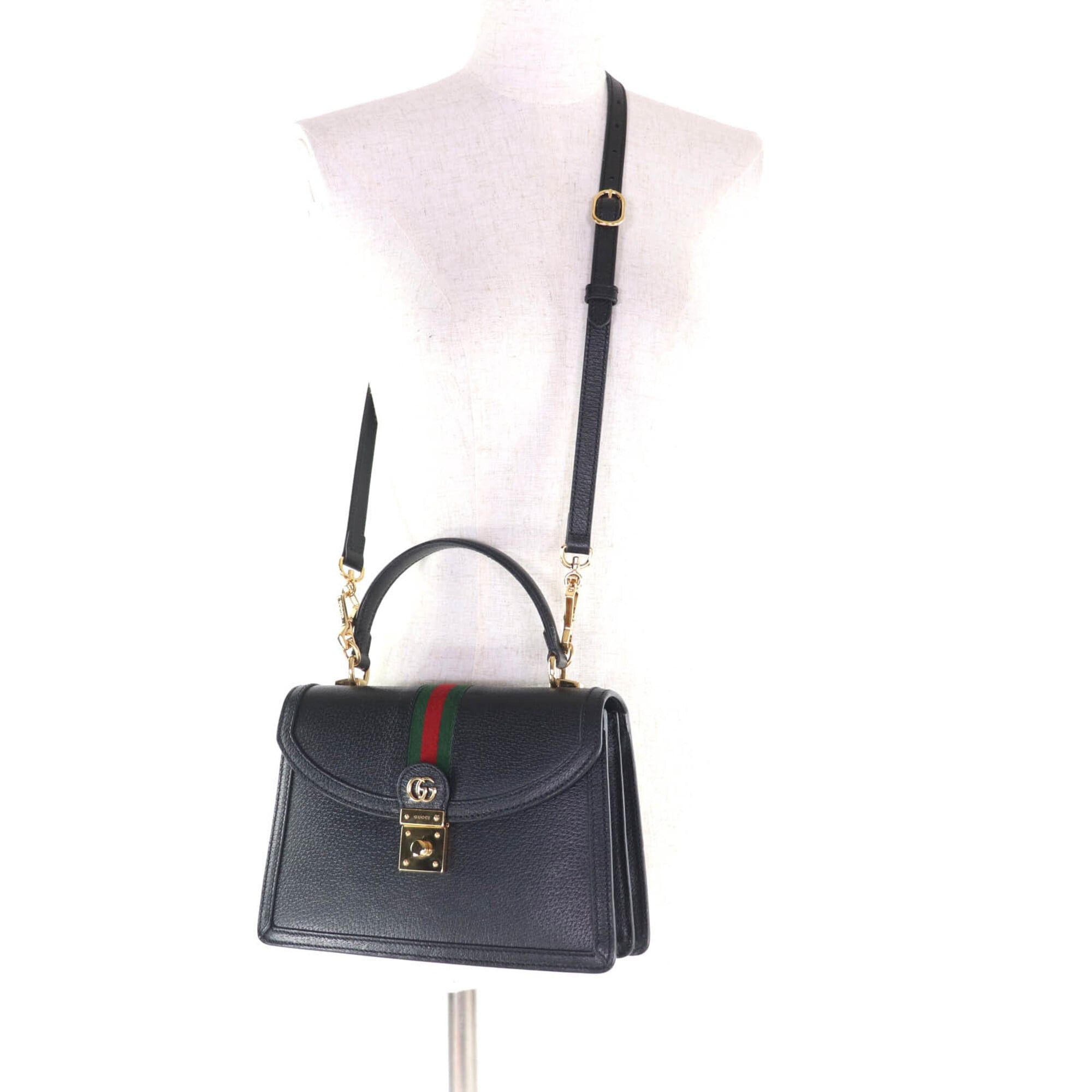 Gucci GUCCI 651055 Ophidia Medium Top Handle Bag, Leather, 2-Way Shoulder Black with Gold Hardware, Comes Dust Made in Italy, Women's. Size ONE SIZE - 6 Thumbnail
