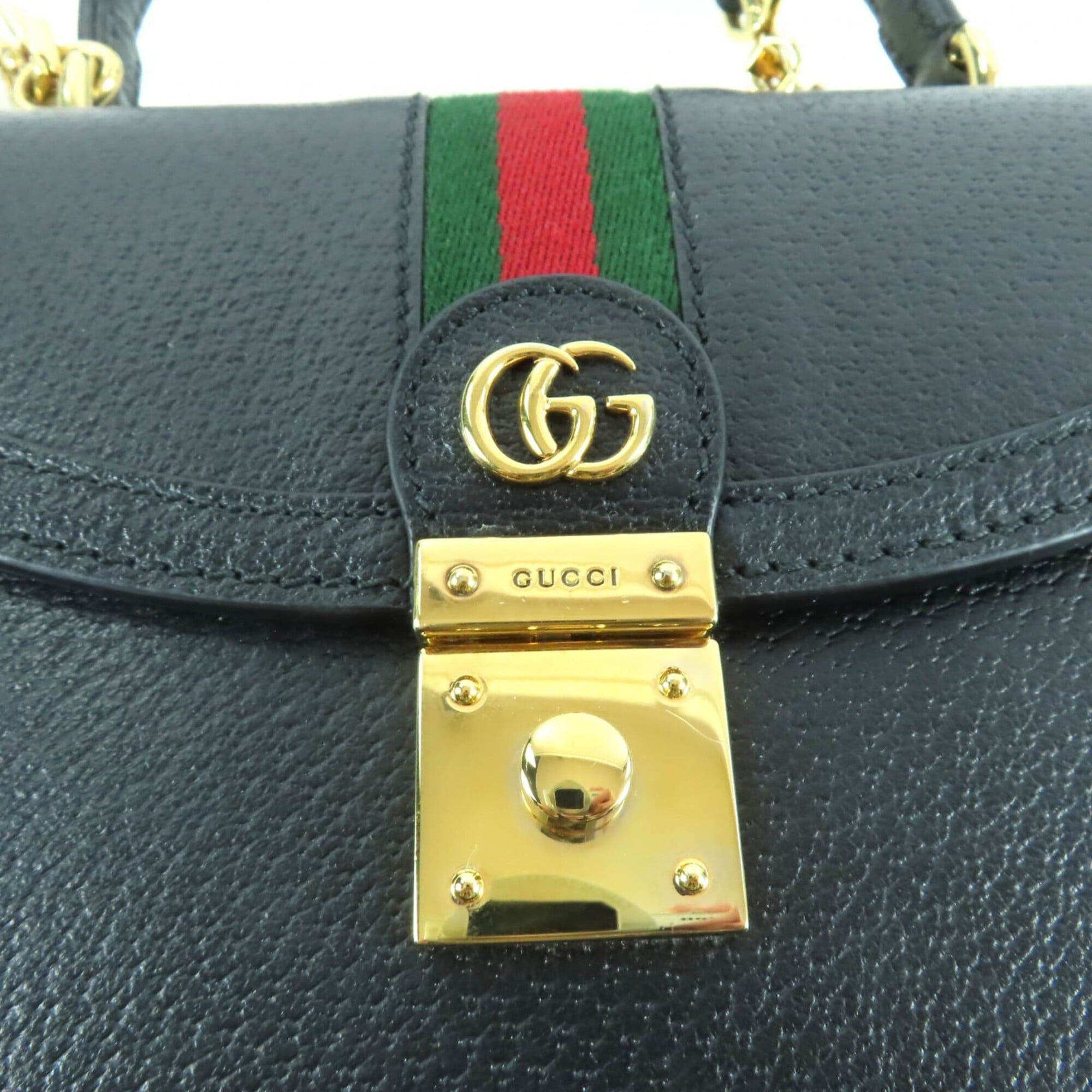 Gucci GUCCI 651055 Ophidia Medium Top Handle Bag, Leather, 2-Way Shoulder Black with Gold Hardware, Comes Dust Made in Italy, Women's. Size ONE SIZE - 10 Thumbnail