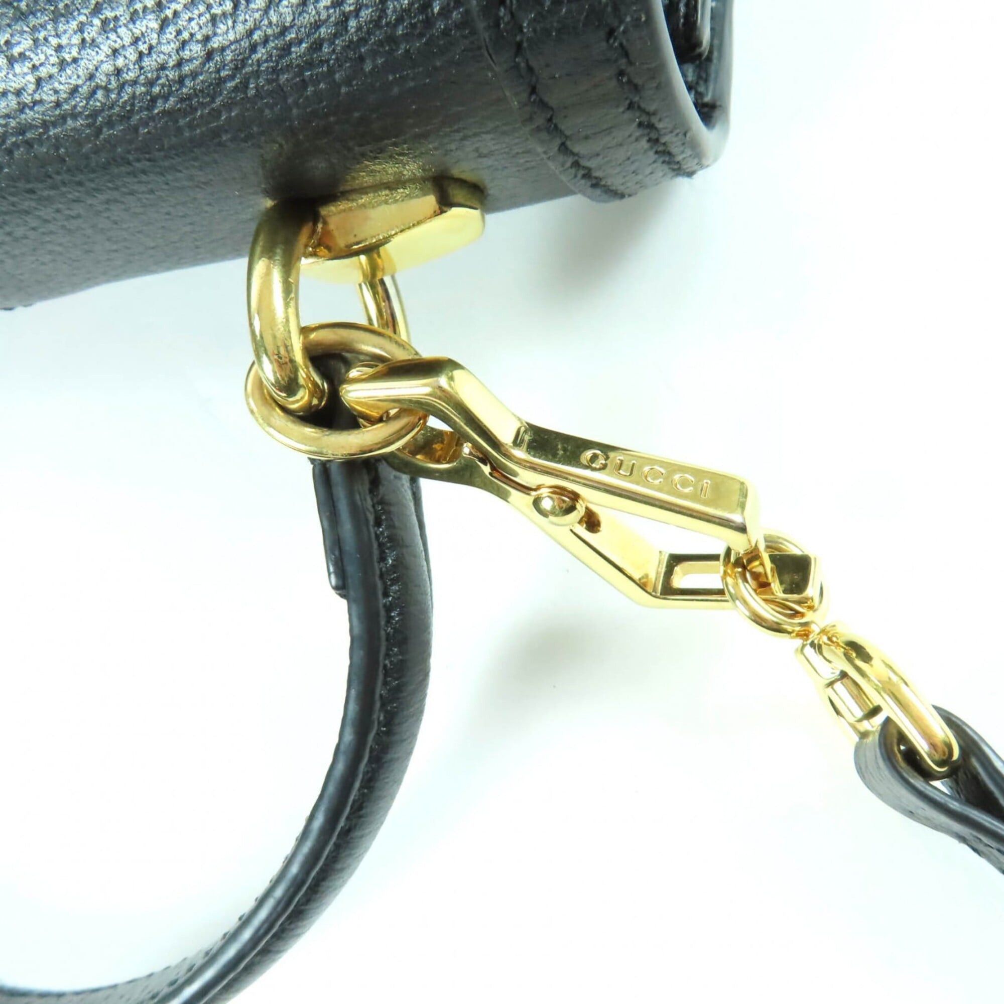Gucci GUCCI 651055 Ophidia Medium Top Handle Bag, Leather, 2-Way Shoulder Black with Gold Hardware, Comes Dust Made in Italy, Women's. Size ONE SIZE - 11 Thumbnail