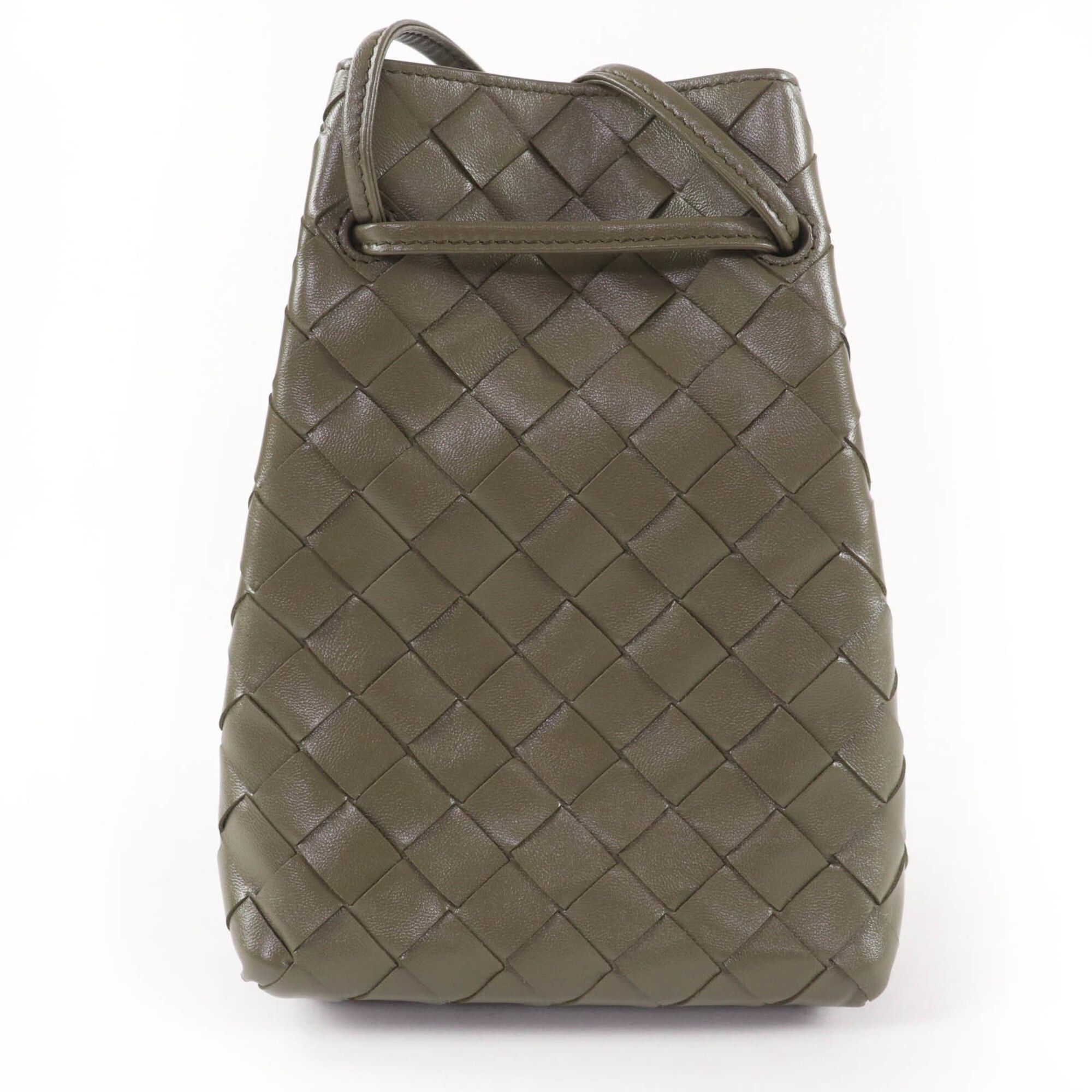 Bottega Veneta BOTTEGA VENETA Intrecciato Leather Shoulder Bag, Khaki, with Dust Made in Italy, Women's Size ONE SIZE - 3 Thumbnail