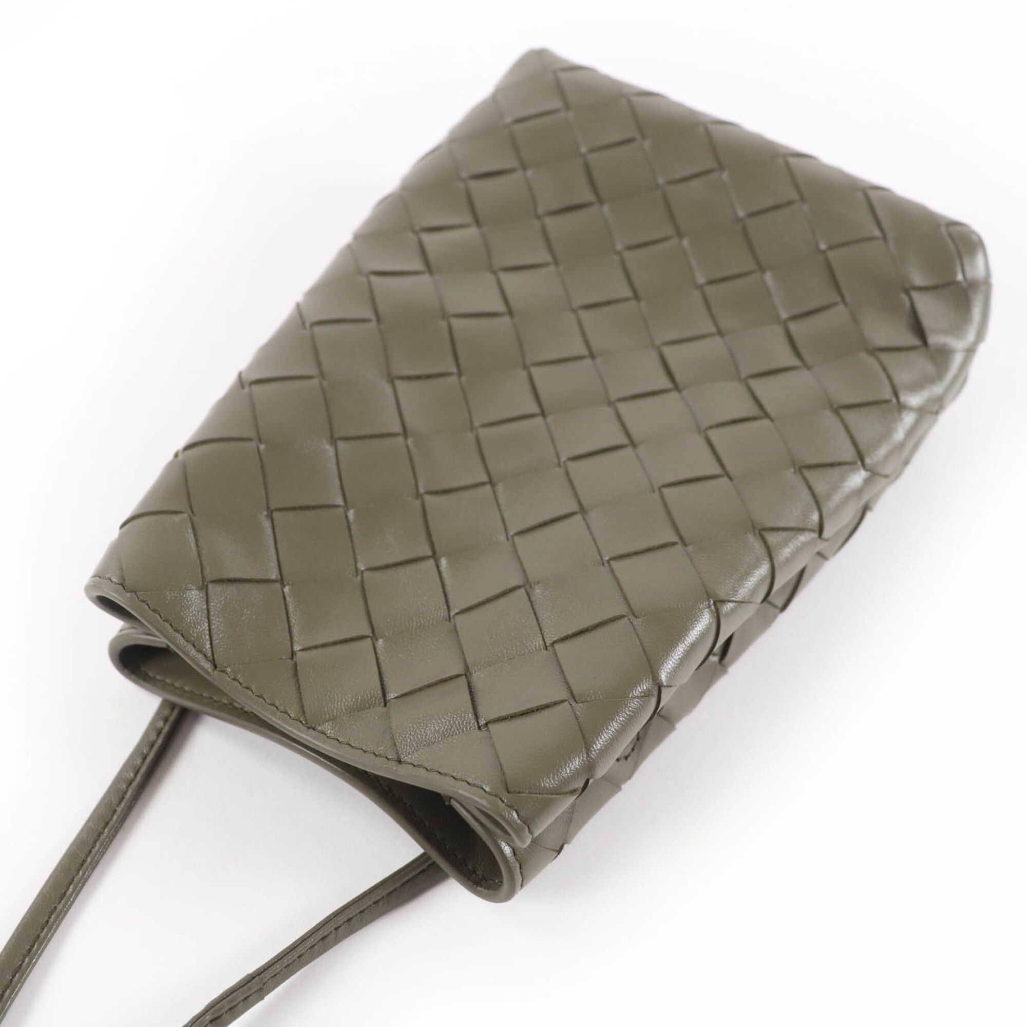 Bottega Veneta BOTTEGA VENETA Intrecciato Leather Shoulder Bag, Khaki, with Dust Made in Italy, Women's Size ONE SIZE - 6 Thumbnail