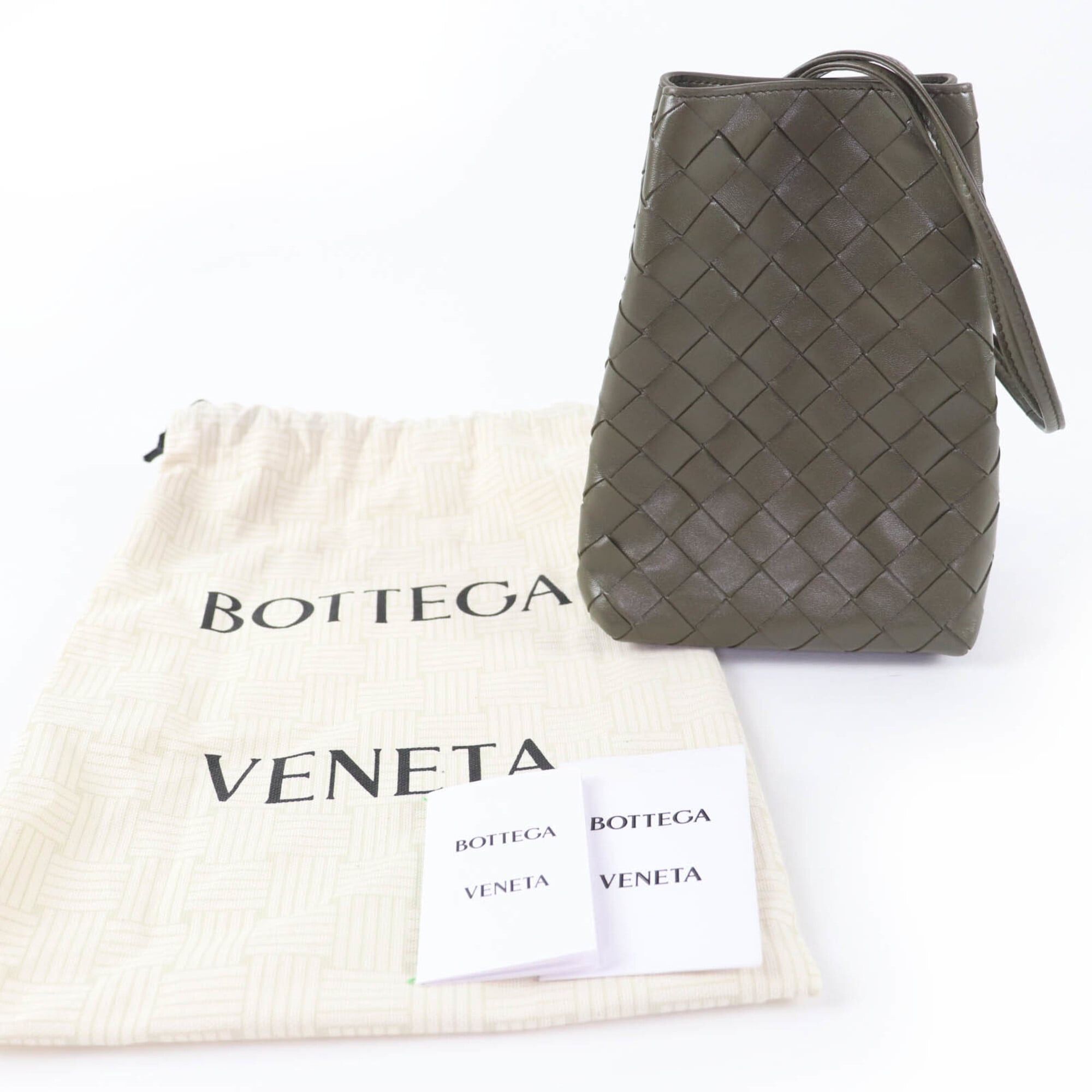 Bottega Veneta BOTTEGA VENETA Intrecciato Leather Shoulder Bag, Khaki, with Dust Made in Italy, Women's Size ONE SIZE - 2 Thumbnail