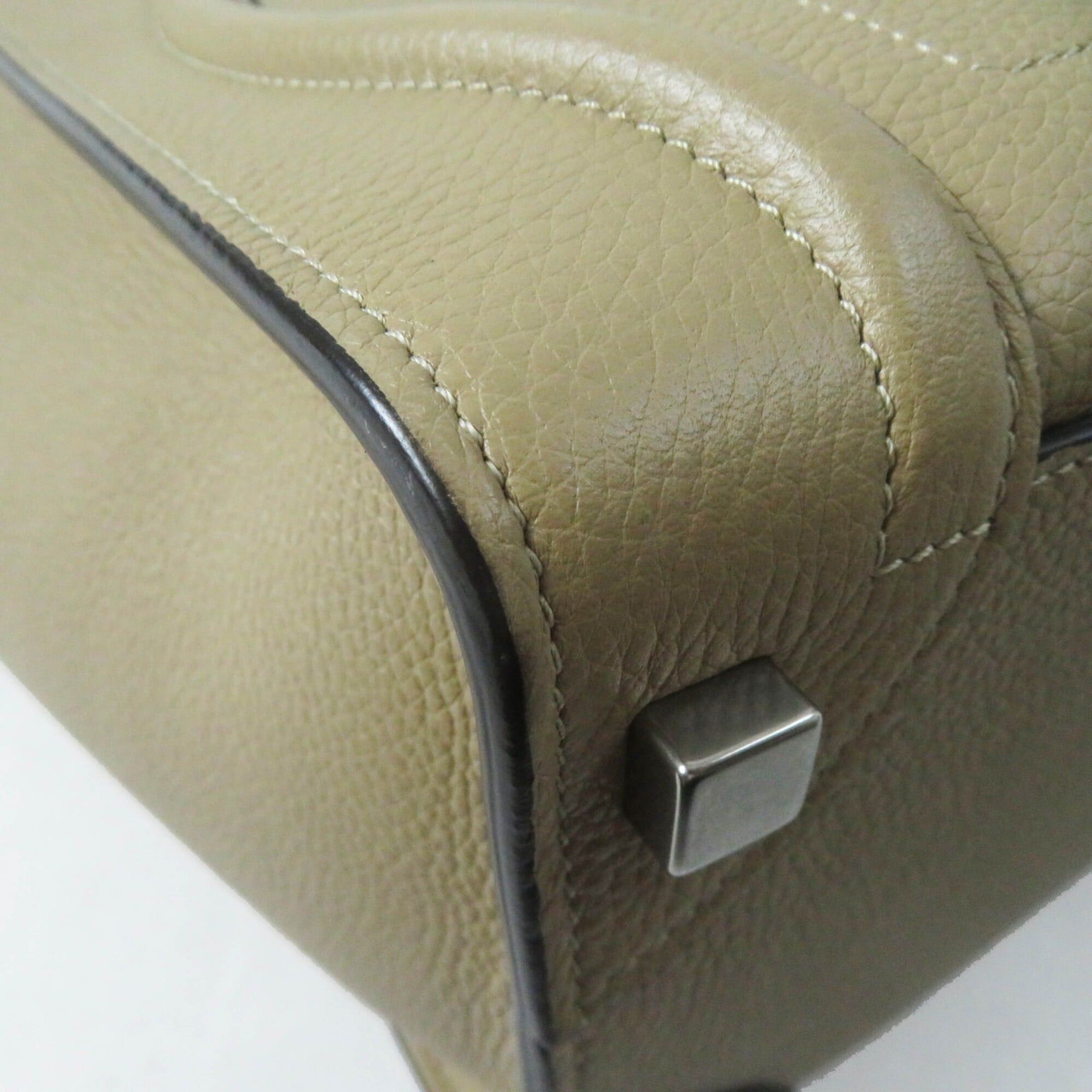 Celine CELINE 18979 Luggage Micro Shopper Dune Drummed Calfskin Handbag with Dust Bag, Made in Italy, Women's Size ONE SIZE - 8 Thumbnail