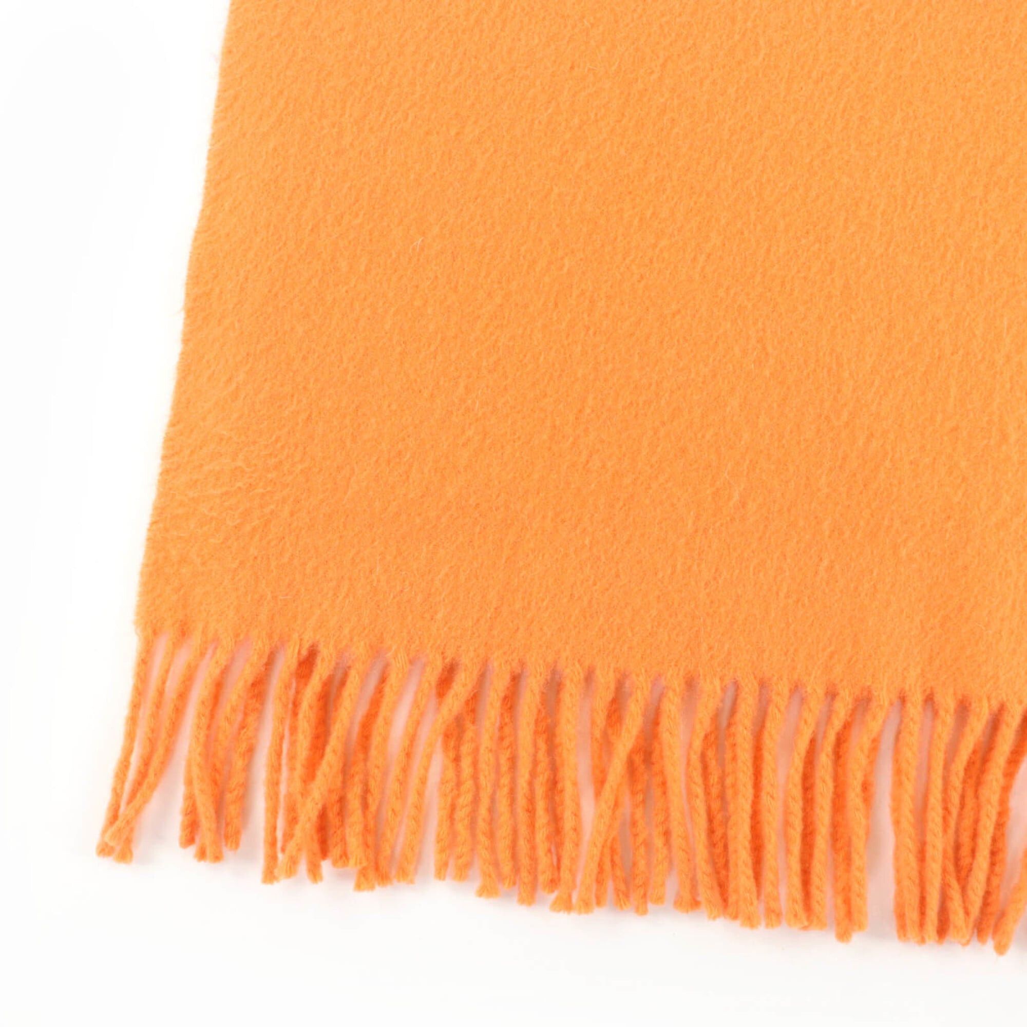 Hermes HERMES 100% Cashmere Logo Embroidered Fringe Large Shawl Stole Scarf Orange Women's Size ONE SIZE - 7 Thumbnail