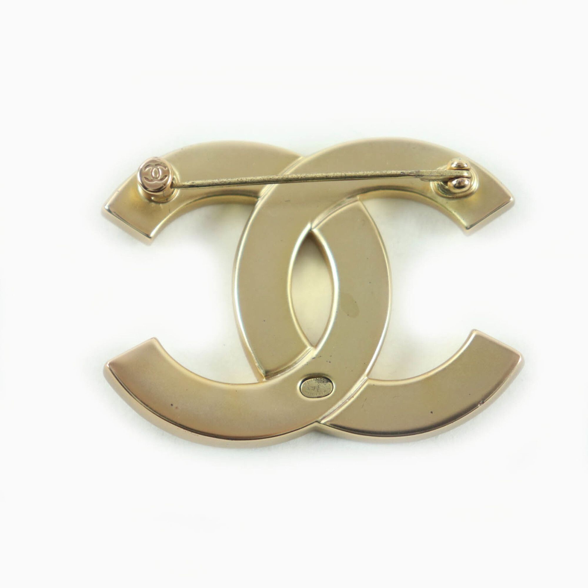 Chanel CHANEL A21C Coco Mark Rhinestone Brooch, Gold, with Box and Dust Bag, Made in France, Women's. Size ONE SIZE - 3 Thumbnail