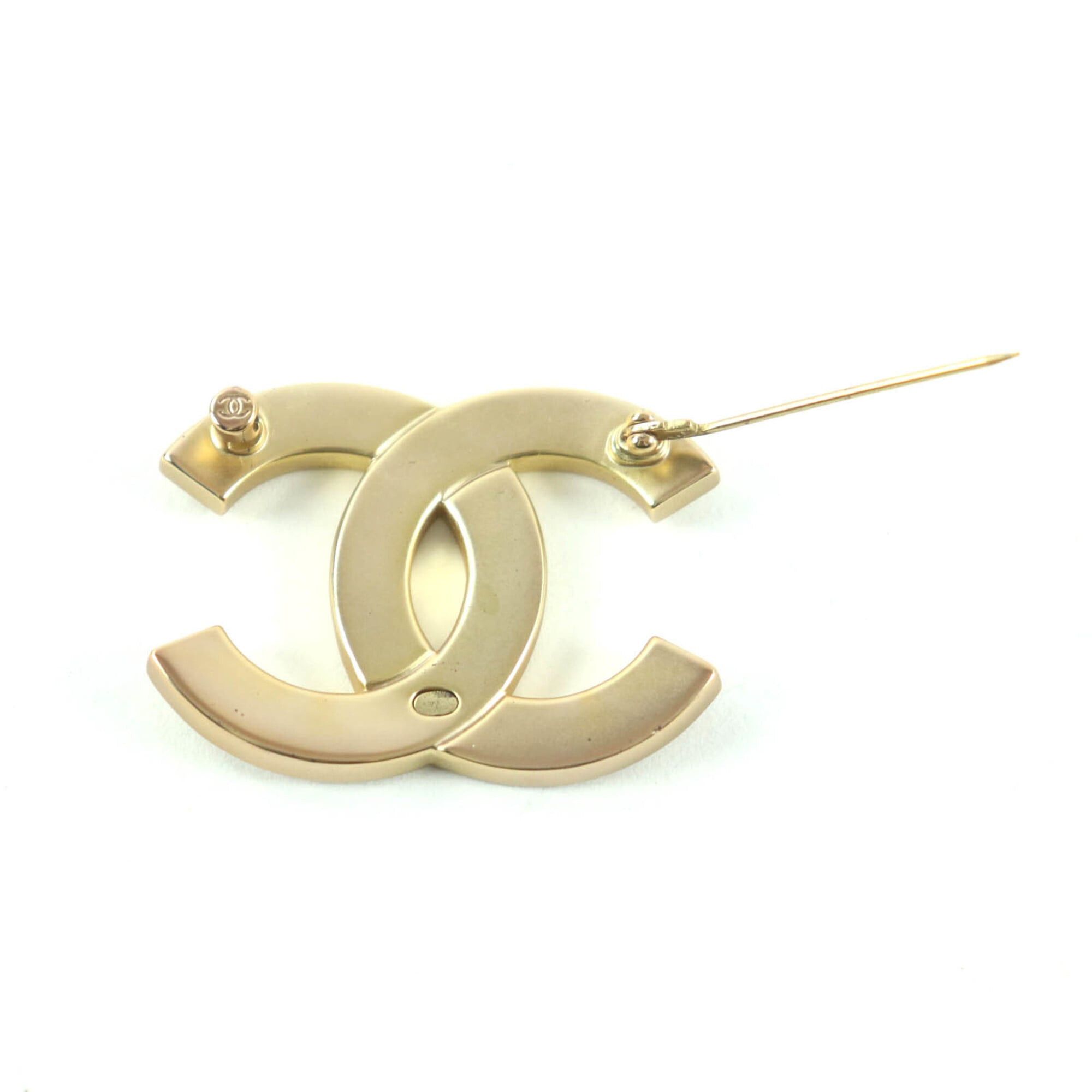 Chanel CHANEL A21C Coco Mark Rhinestone Brooch, Gold, with Box and Dust Bag, Made in France, Women's. Size ONE SIZE - 4 Thumbnail