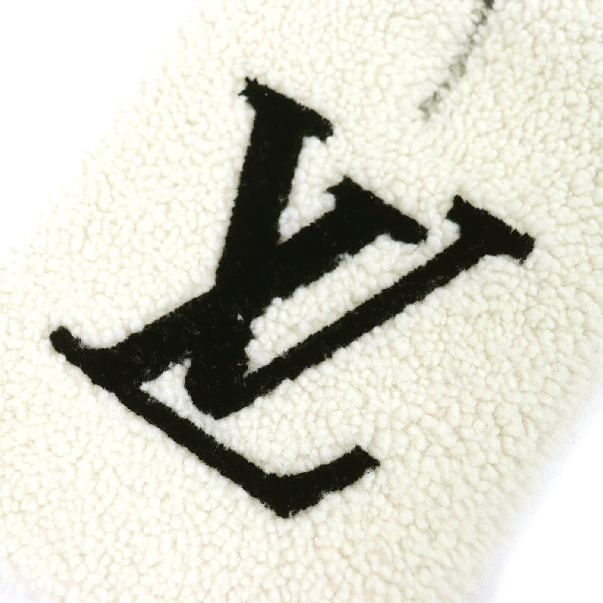Louis Vuitton LOUIS VUITTON M77054 Echarpe Shirring LV Logo Shearling Mouton Scarf, Ivory, Made in Italy, Authentic, Women's, 2021 Model Size ONE SIZE - 3 Thumbnail