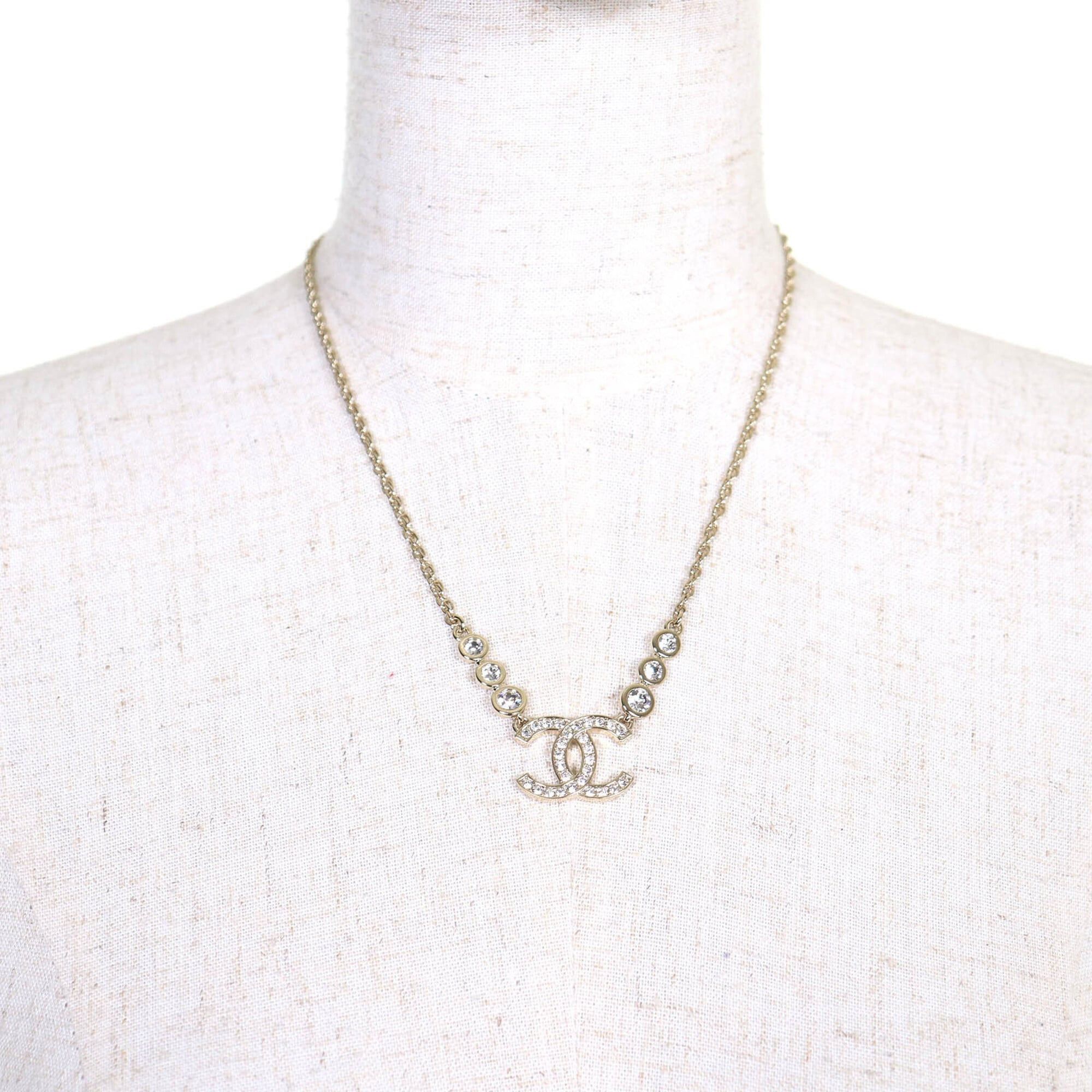 Chanel CHANEL (2025 model) B25S Coco Mark Rhinestone Chain Necklace, Gold, with Box, Women's. Size ONE SIZE - 3 Thumbnail