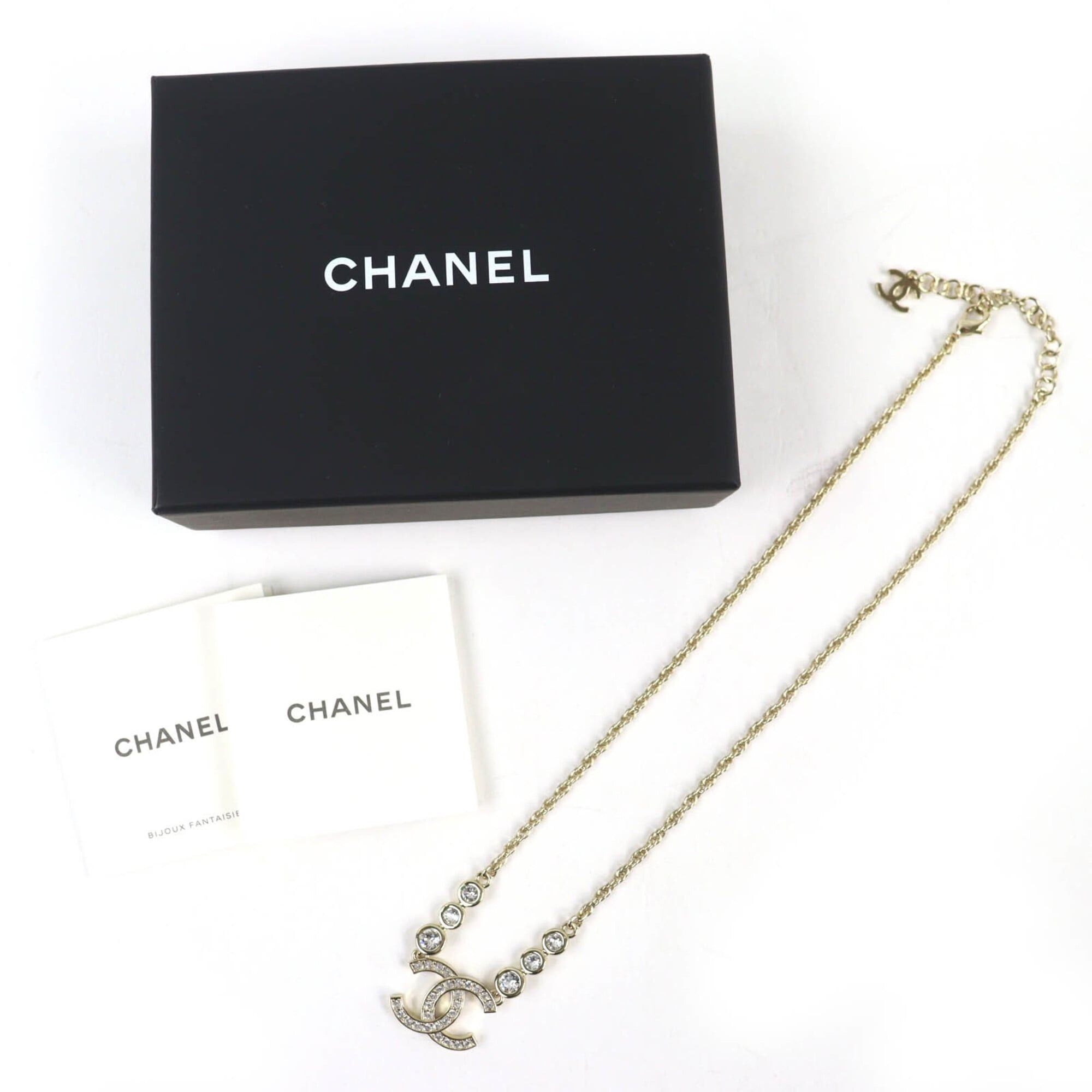 Chanel CHANEL (2025 model) B25S Coco Mark Rhinestone Chain Necklace, Gold, with Box, Women's. Size ONE SIZE - 2 Thumbnail