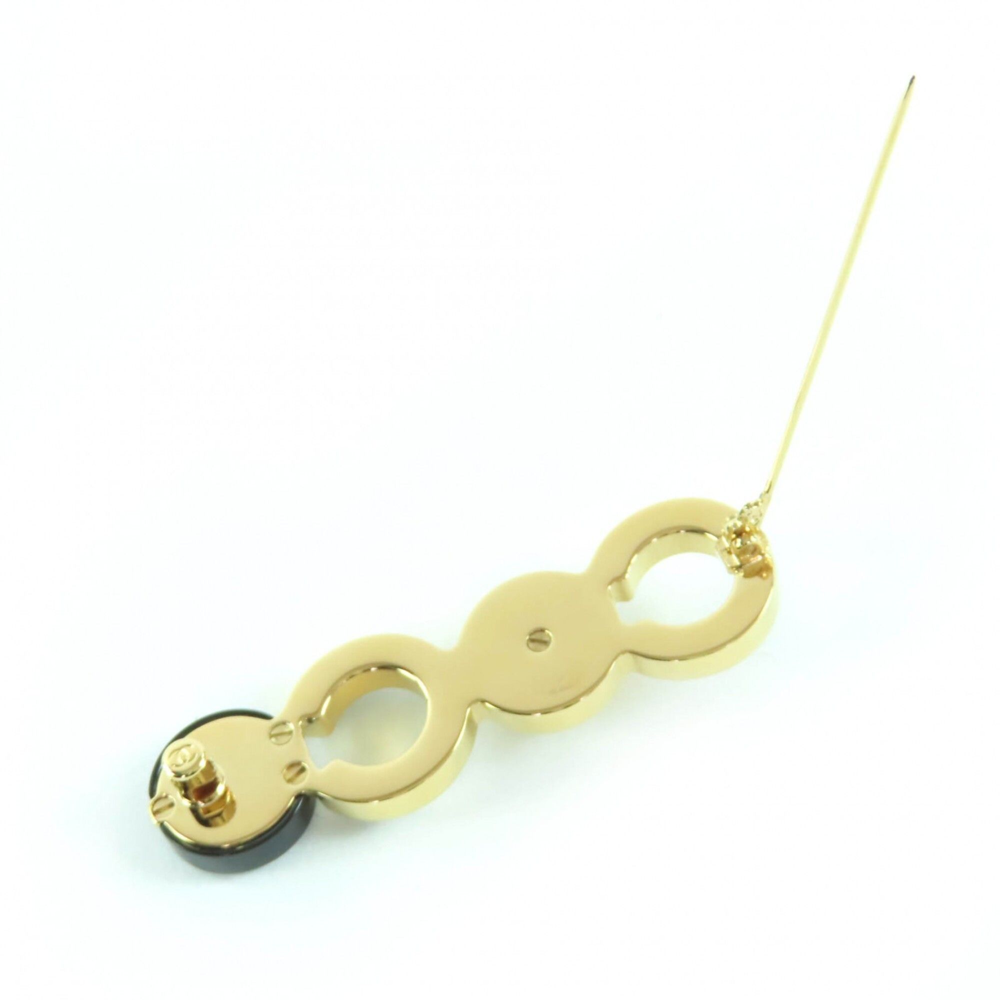 Chanel CHANEL B24B Coco Mark Brooch with Faux Pearls, Black and Gold, Box, Made in Italy, Women's. Size ONE SIZE - 6 Thumbnail