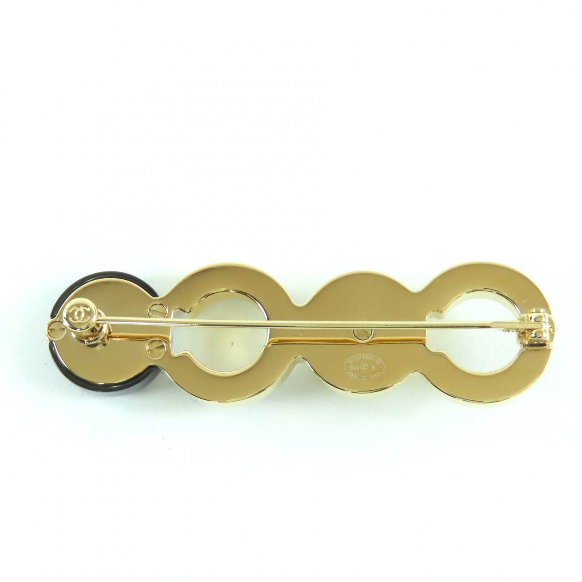 Chanel CHANEL B24B Coco Mark Brooch with Faux Pearls, Black and Gold, Box, Made in Italy, Women's. Size ONE SIZE - 3 Thumbnail