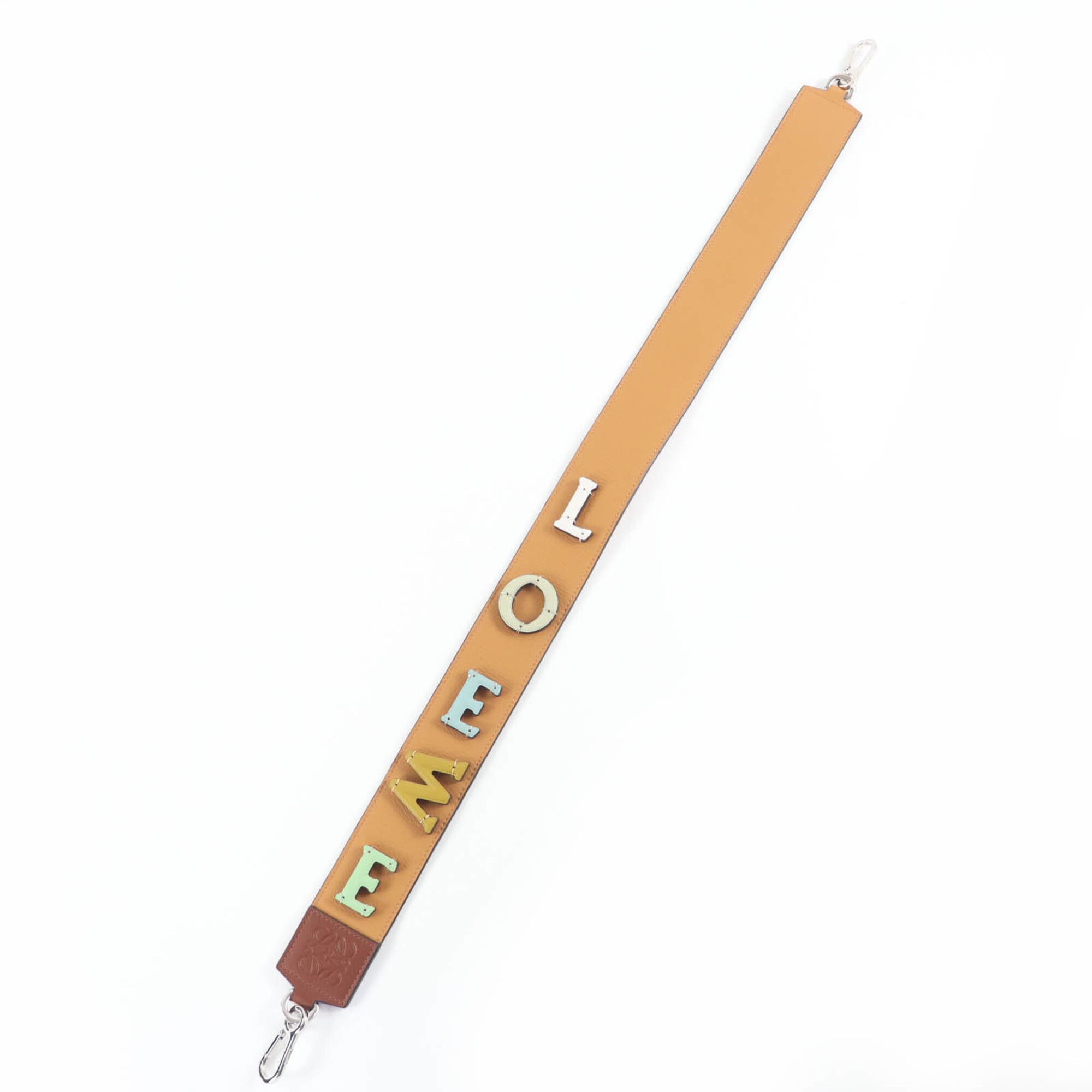 Loewe LOEWE Logo Anagram Leather Shoulder Strap, Brown Multicolor, Silver Hardware, Made in Spain, Women's Size ONE SIZE - 3 Thumbnail