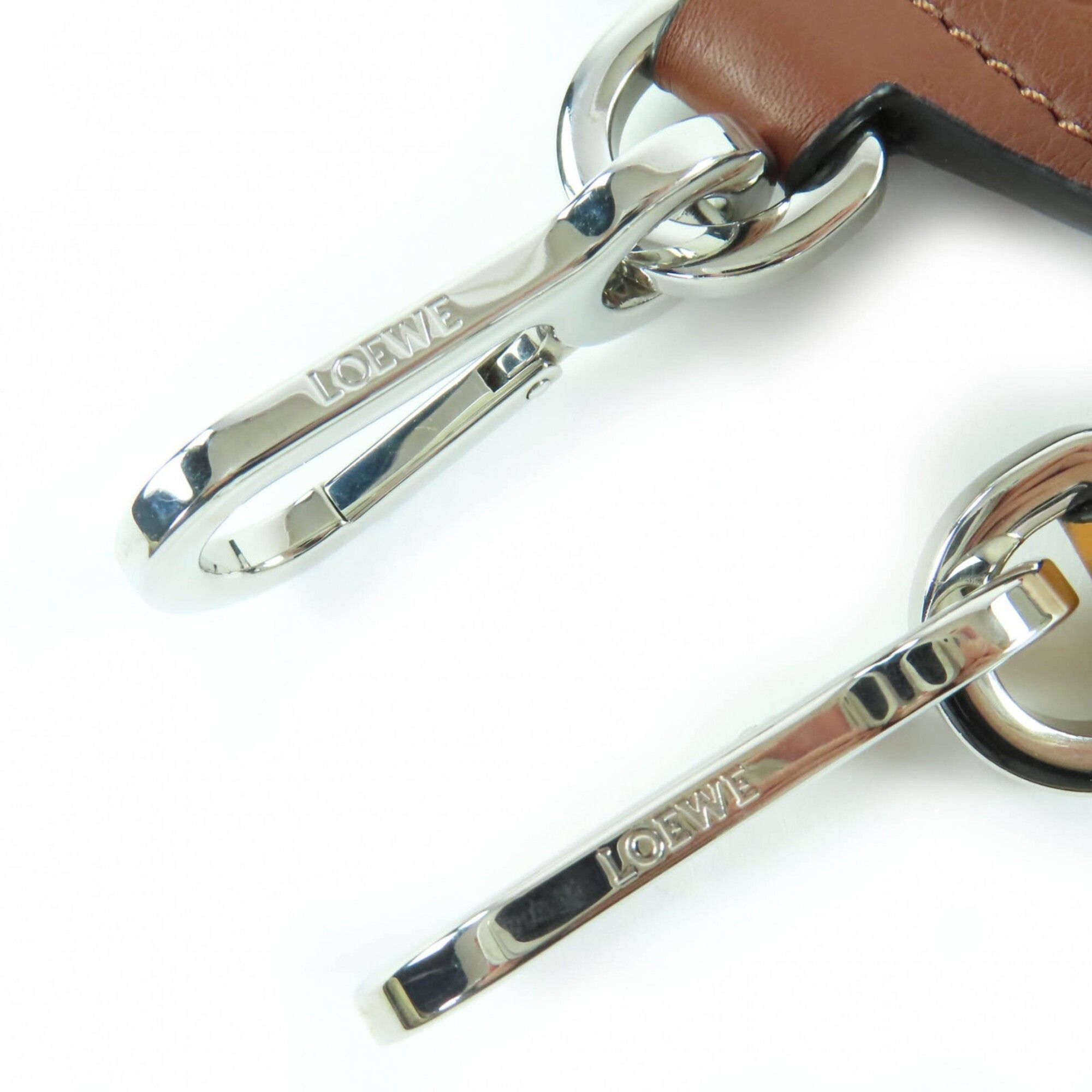 Loewe LOEWE Logo Anagram Leather Shoulder Strap, Brown Multicolor, Silver Hardware, Made in Spain, Women's Size ONE SIZE - 5 Thumbnail