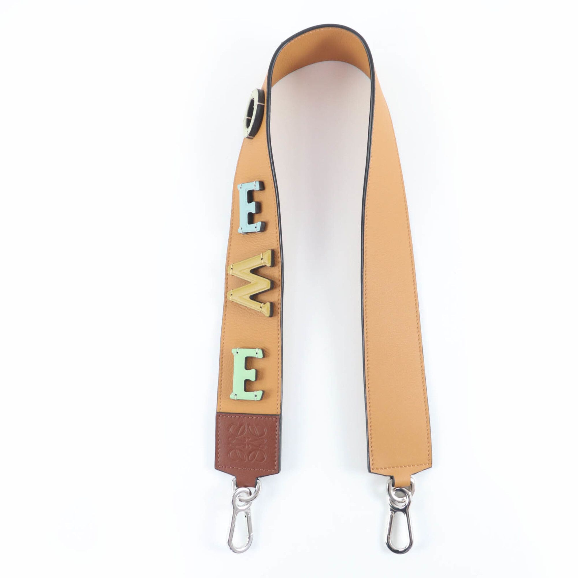 Loewe LOEWE Logo Anagram Leather Shoulder Strap, Brown Multicolor, Silver Hardware, Made in Spain, Women's Size ONE SIZE - 2 Thumbnail