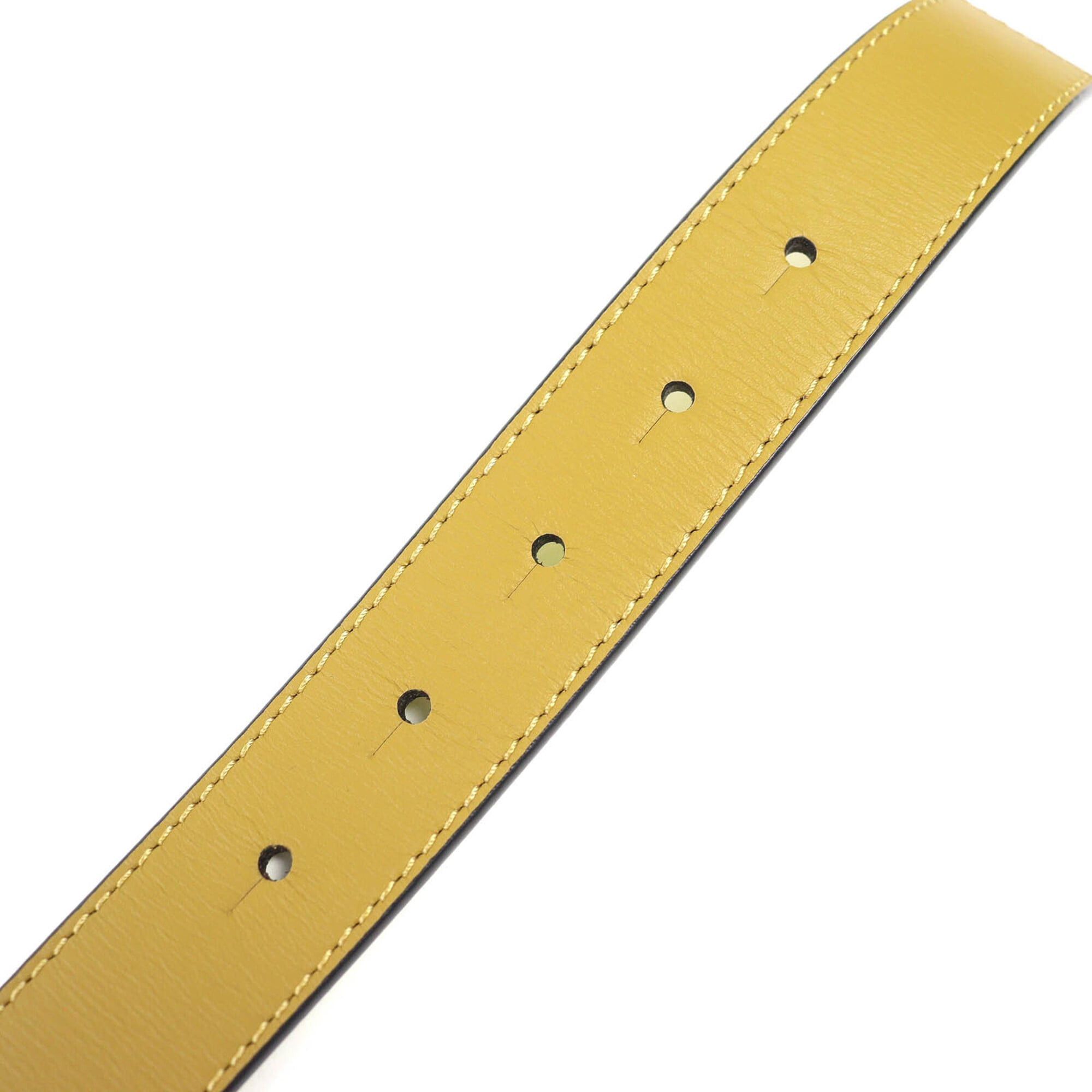 Loewe LOEWE 832213 Anagram Buckle Leather Belt, Olive Green with Yellow and Gold Hardware, Size 80 (32), Comes Box Dust Bag, Made in Spain, Women's. Size ONE SIZE - 6 Thumbnail