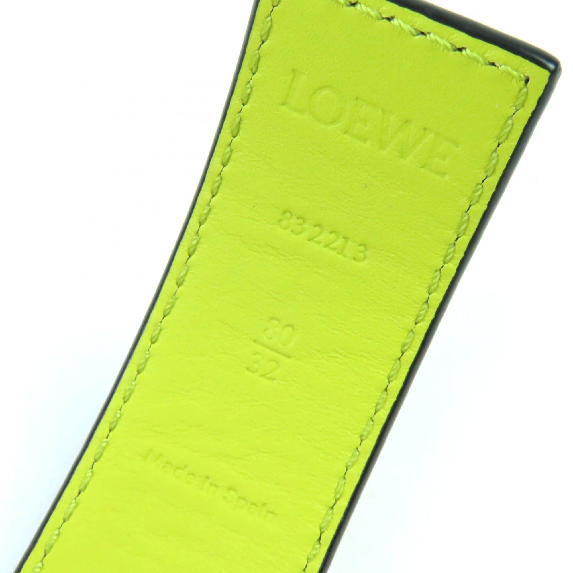 Loewe LOEWE 832213 Anagram Buckle Leather Belt, Olive Green with Yellow and Gold Hardware, Size 80 (32), Comes Box Dust Bag, Made in Spain, Women's. Size ONE SIZE - 7 Thumbnail