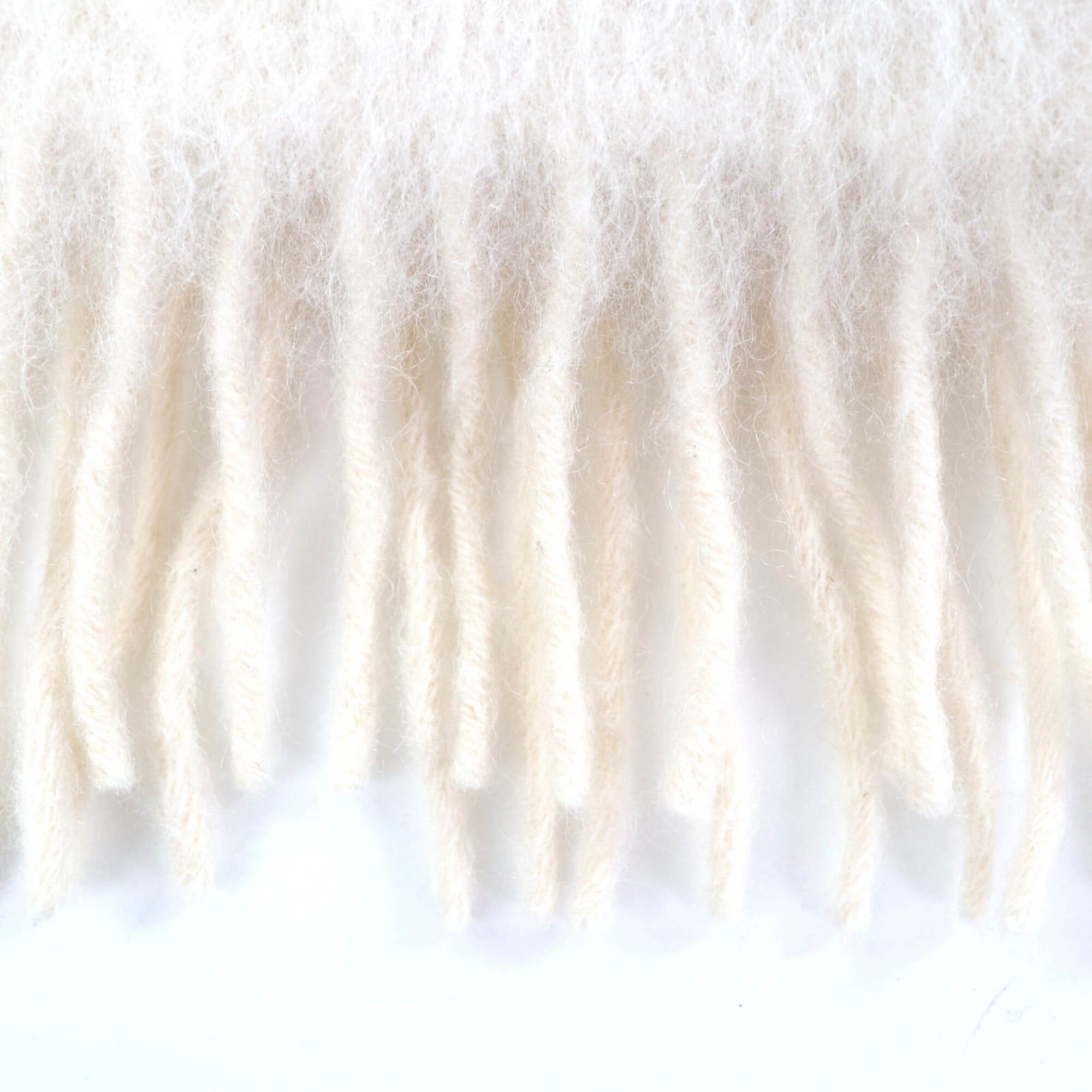 Loewe LOEWE 28003861 Mohair and Wool Blend Scarf with Anagram Leather Patch, Fringe, Ivory, Made in Spain, Authentic, Women's Size ONE SIZE - 4 Thumbnail