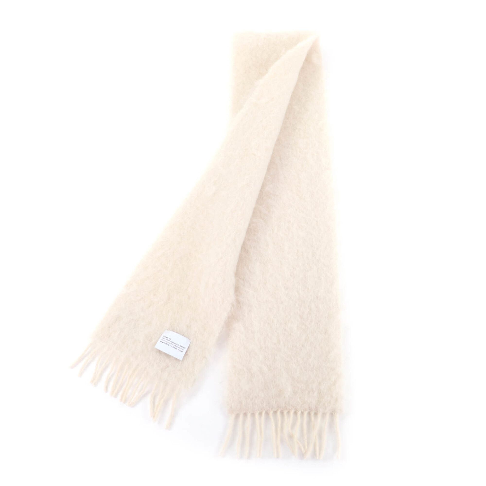 Loewe LOEWE 28003861 Mohair and Wool Blend Scarf with Anagram Leather Patch, Fringe, Ivory, Made in Spain, Authentic, Women's Size ONE SIZE - 2 Thumbnail