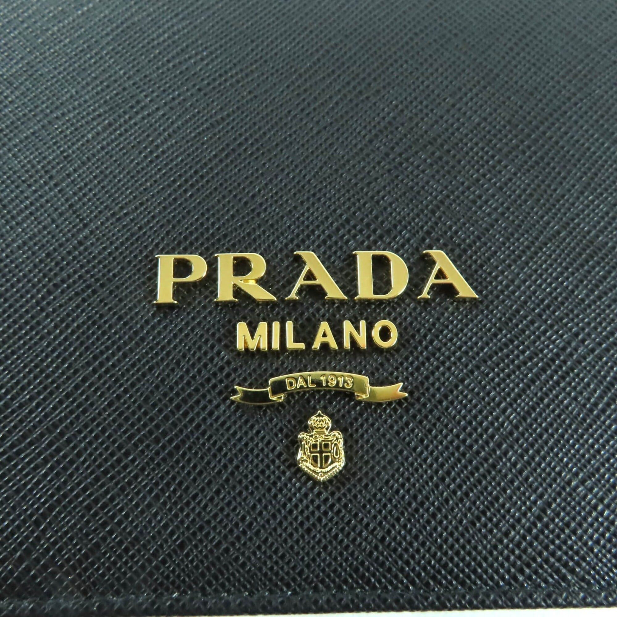 Prada PRADA 1BP053 Saffiano Leather Mini Bag with Triangle Chain, Shoulder Bag, Black, Made in Italy, Women's Size ONE SIZE - 10 Thumbnail