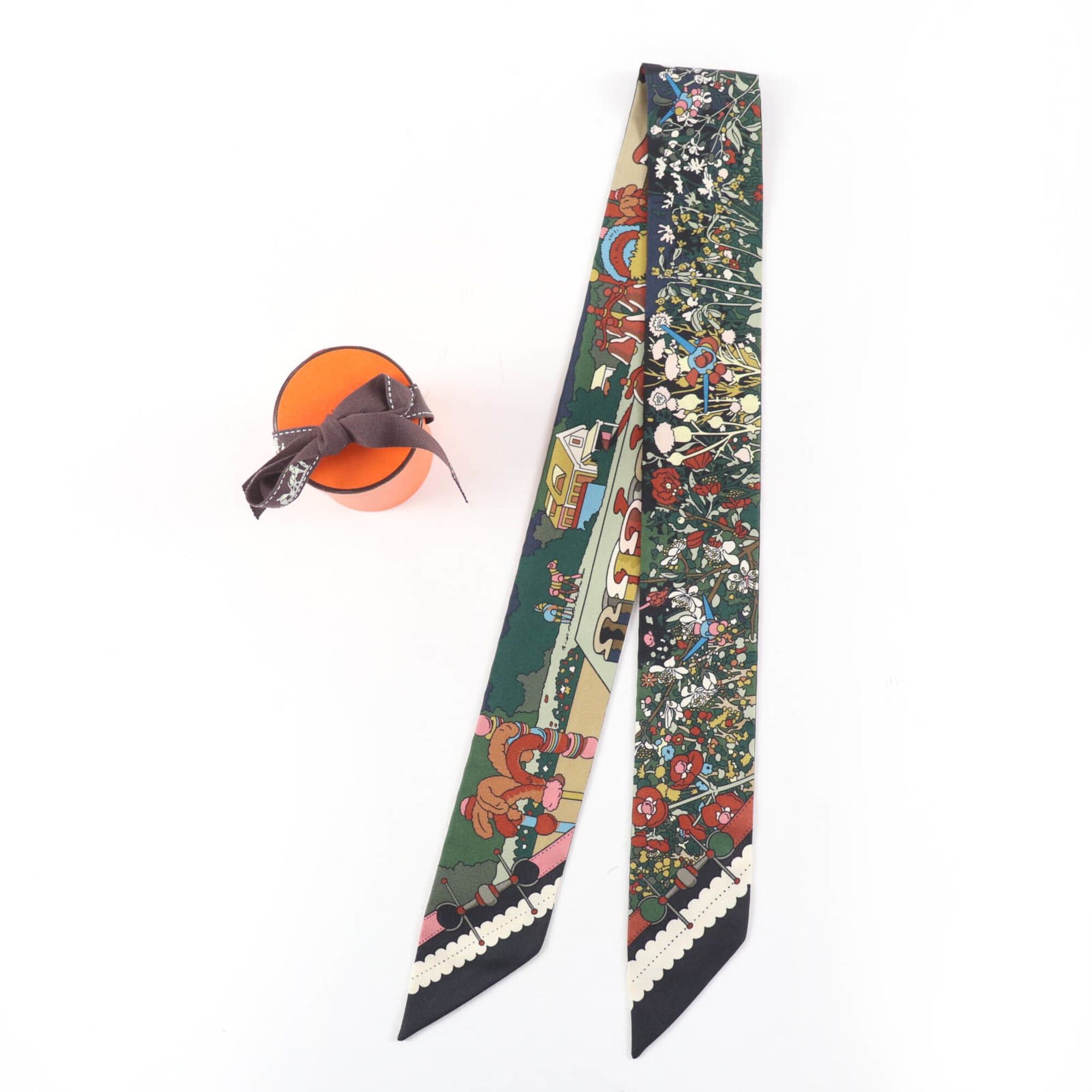 Hermes HERMES Twilly PONY PIT STOP 100% Silk Scarf/Muffler, Multicolor, with Box, Made in France, Women's Size ONE SIZE - 2 Thumbnail