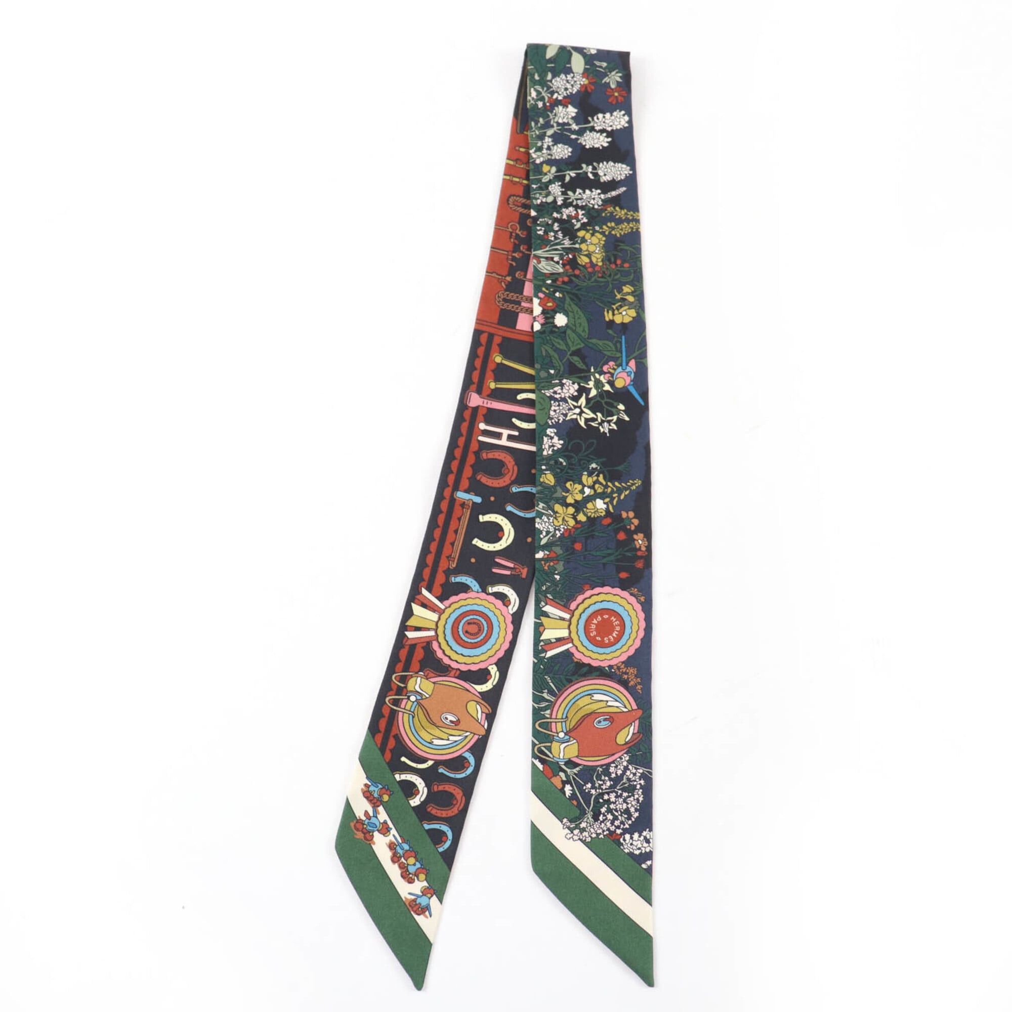 Hermes HERMES Twilly PONY PIT STOP 100% Silk Scarf/Muffler, Multicolor, with Box, Made in France, Women's Size ONE SIZE - 3 Thumbnail