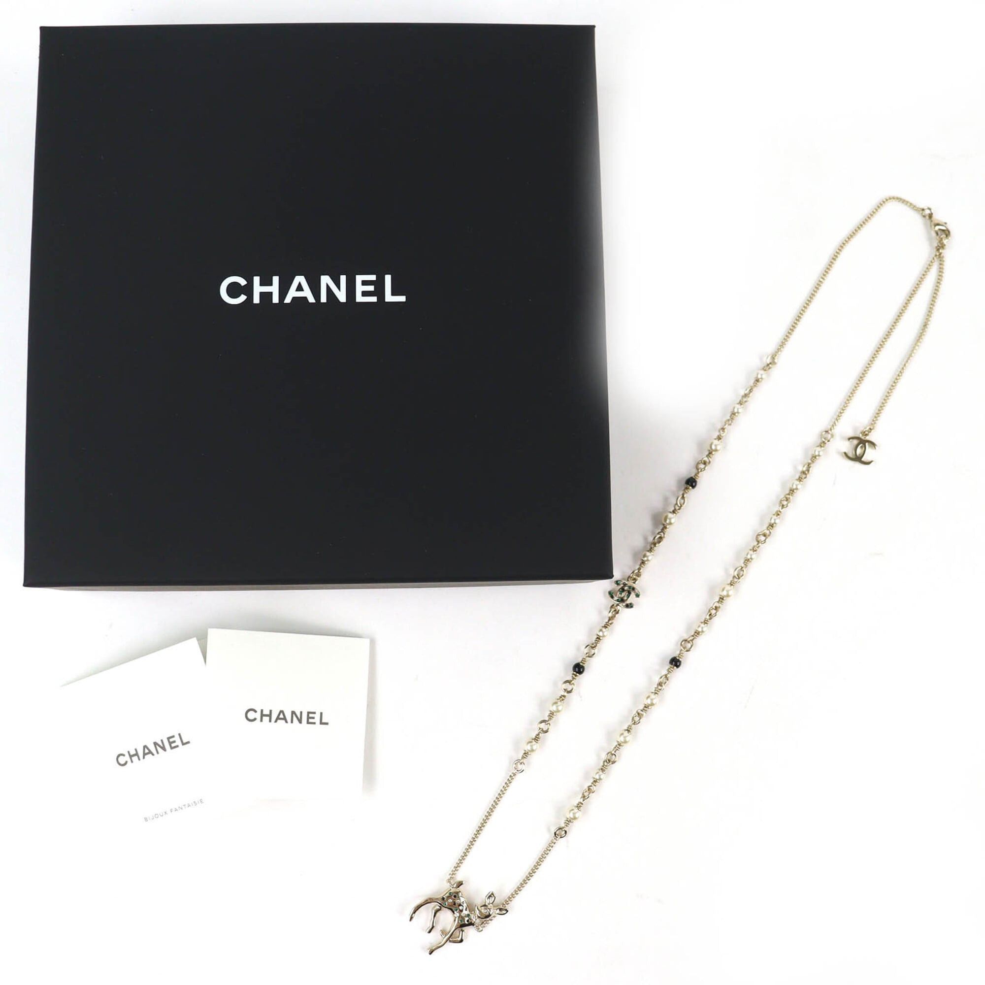 Chanel CHANEL Bambi Coco Mark Rhinestone Faux Pearl Necklace, 2026 Model, Gold, Comes with Box and Case, Made in Italy, Women's. Size ONE SIZE - 2 Thumbnail