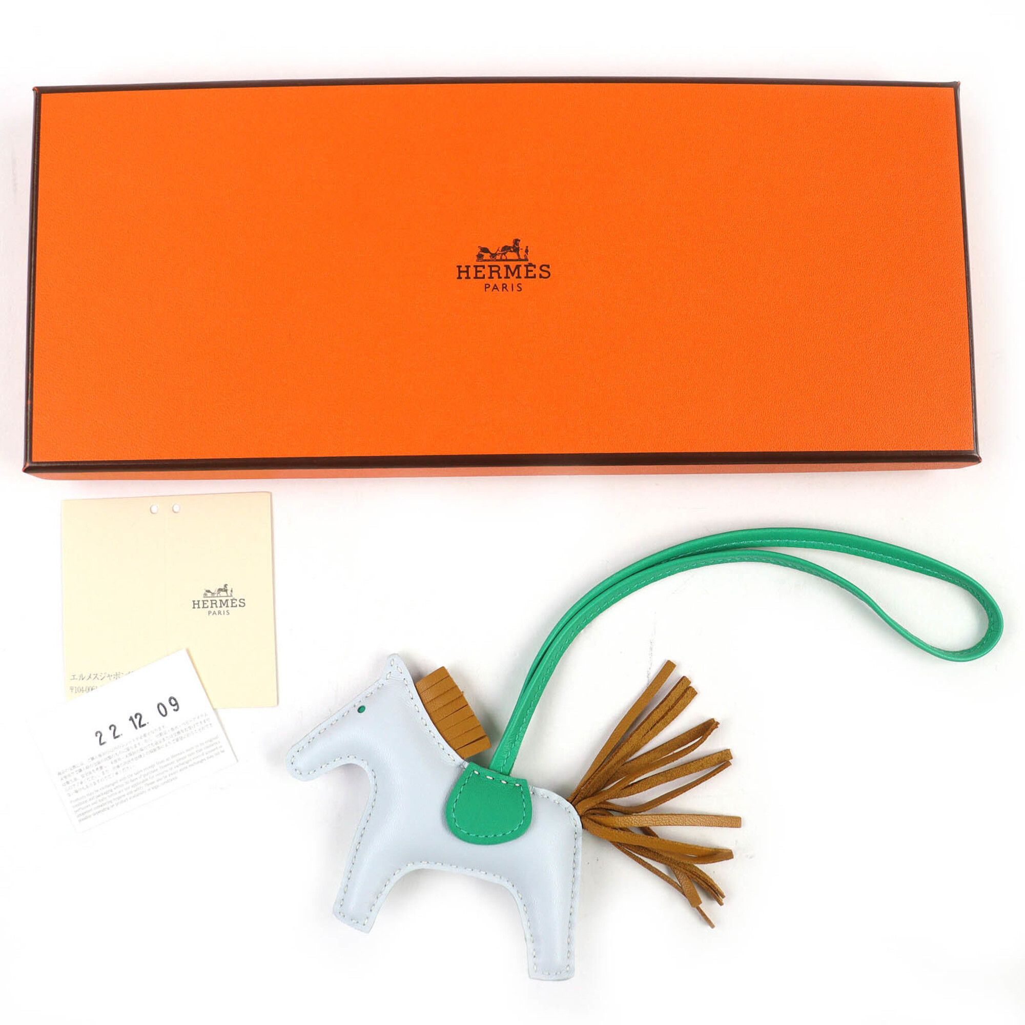 Hermes HERMES Rodeo Charm PM Agneau Milo Blue Brume Sesame Green Bag Charm, U Stamp, with Box, Made in France, Women's Size ONE SIZE - 2 Thumbnail