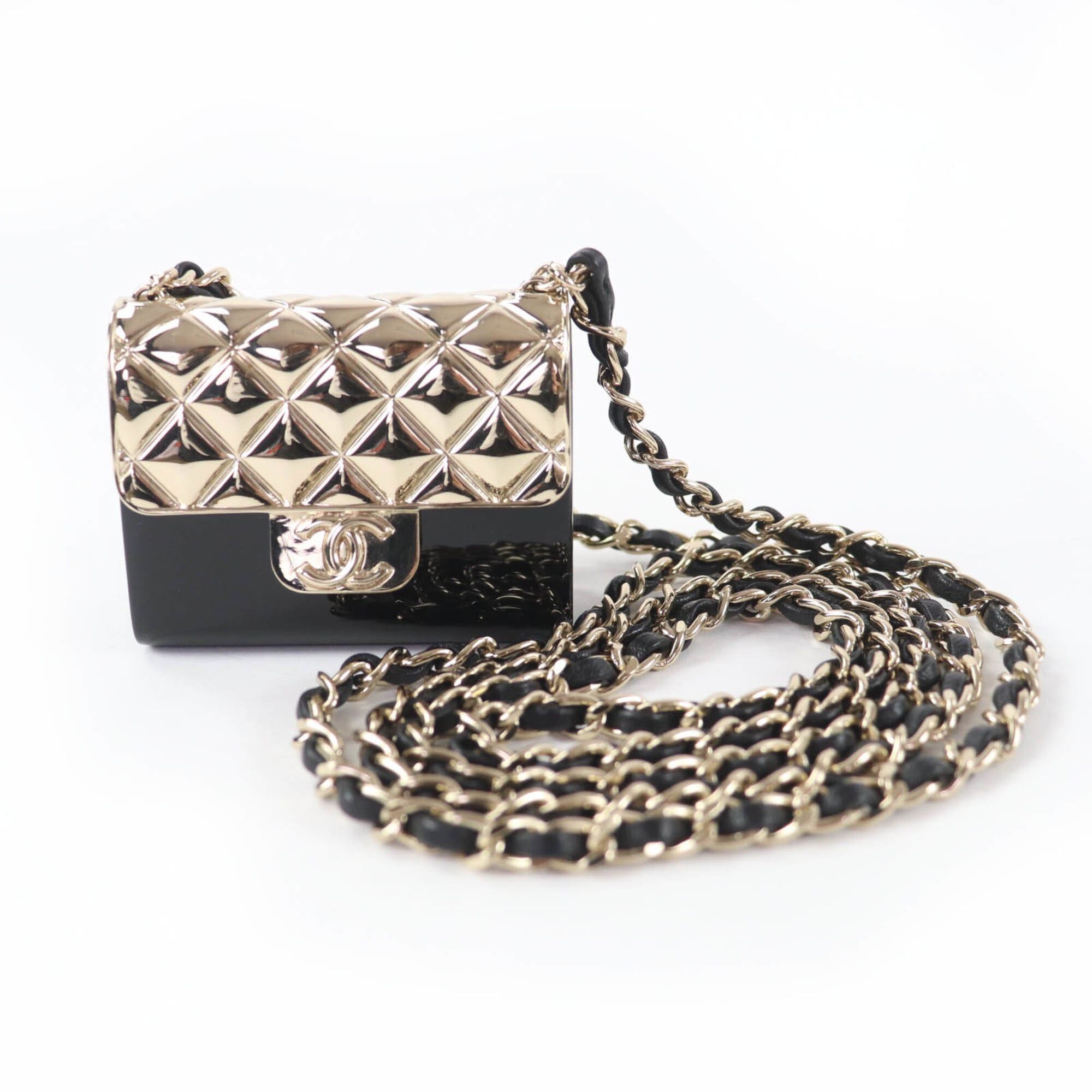 Chanel CHANEL B22P Matelassé Bag Motif Coco Mark Pill Case Leather Chain Necklace Black Gold Made in Italy Women's Size ONE SIZE - 5 Thumbnail