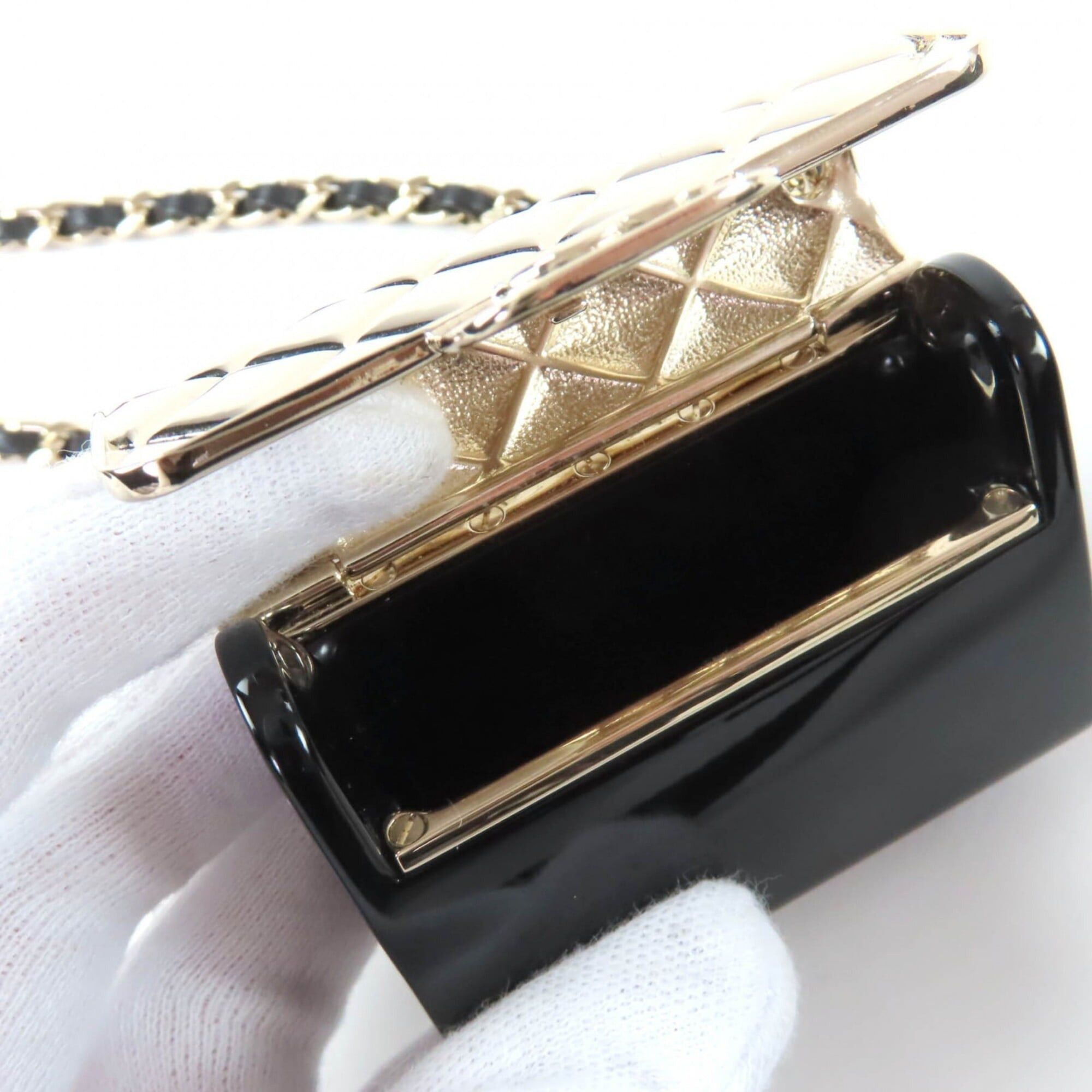 Chanel CHANEL B22P Matelassé Bag Motif Coco Mark Pill Case Leather Chain Necklace Black Gold Made in Italy Women's Size ONE SIZE - 9 Thumbnail