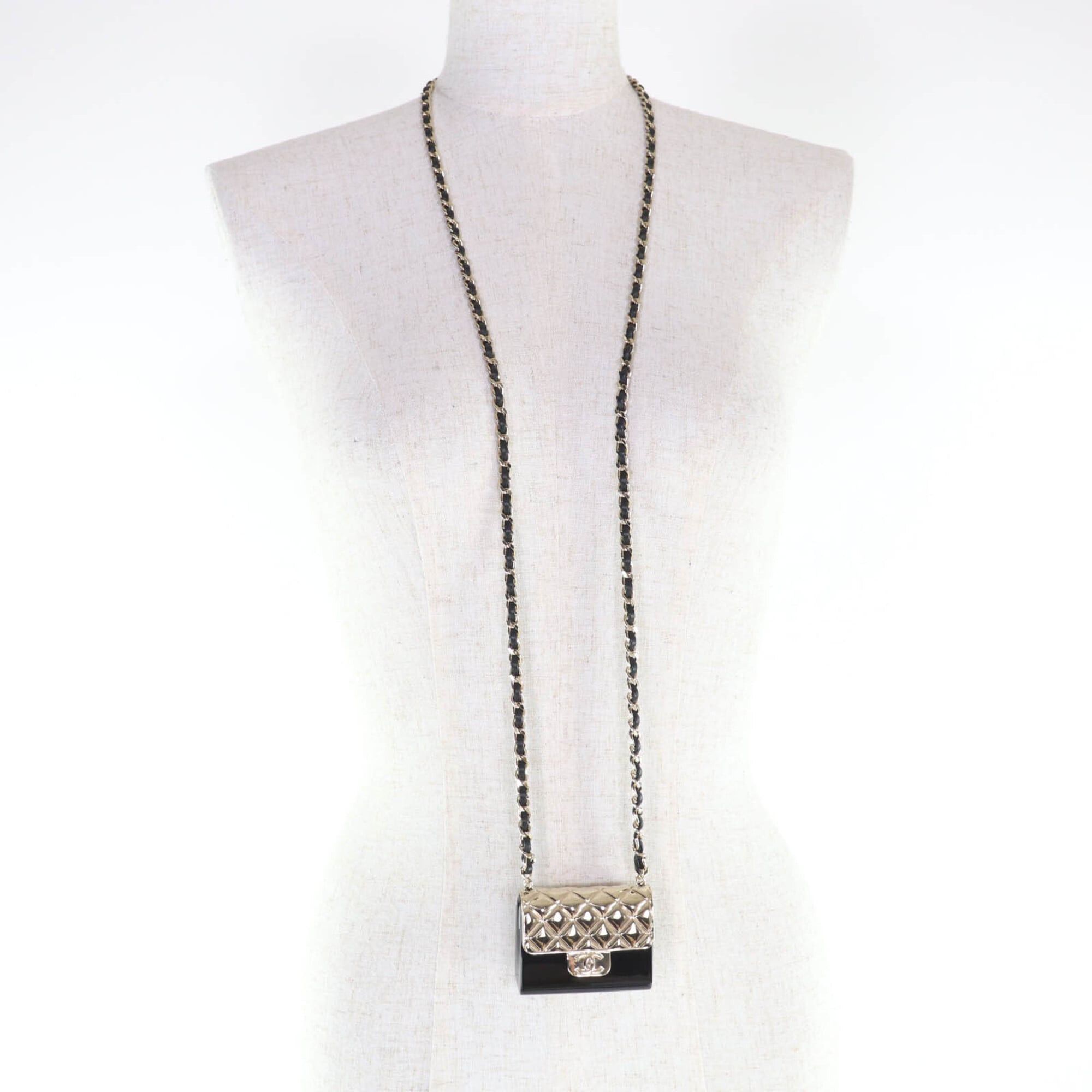 Chanel CHANEL B22P Matelassé Bag Motif Coco Mark Pill Case Leather Chain Necklace Black Gold Made in Italy Women's Size ONE SIZE - 7 Thumbnail