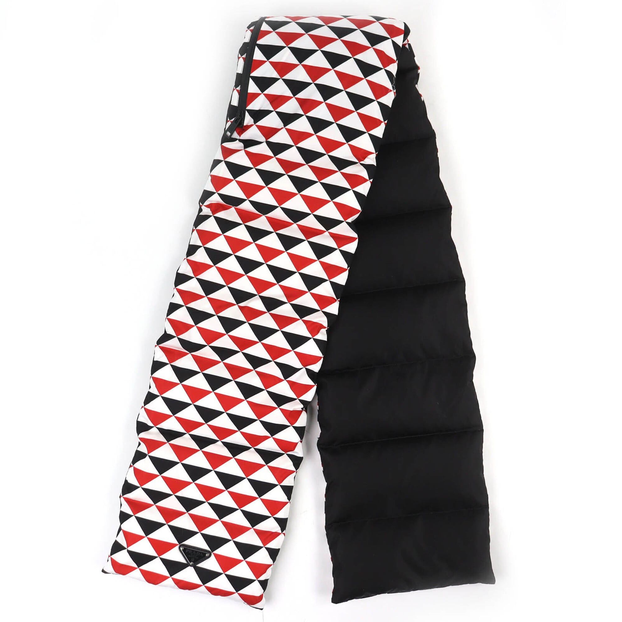 Prada PRADA 2FS028 Triangle Logo Hooded All-Over Print RE-NYLON Down Scarf, Red, Black, White, 220 x 1800mm, Authentic, Women's. Size ONE SIZE - 4 Thumbnail