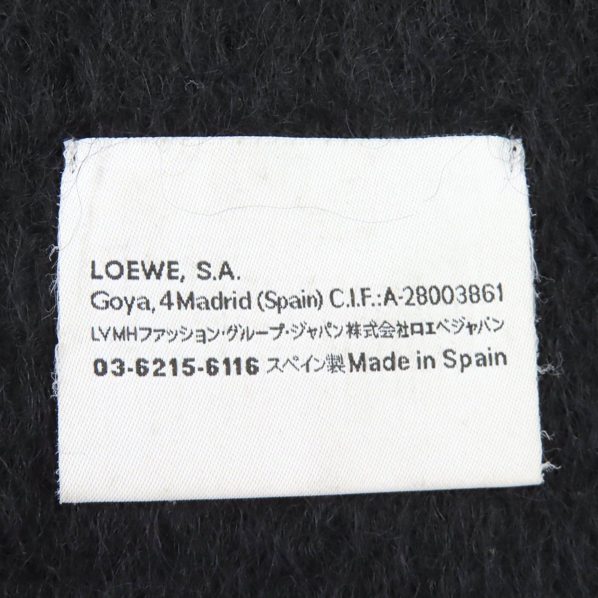 Loewe LOEWE Mohair Wool Anagram Logo Patch Fringe Long Scarf, Black, Made in Spain, Authentic, Women's Size ONE SIZE - 7 Thumbnail