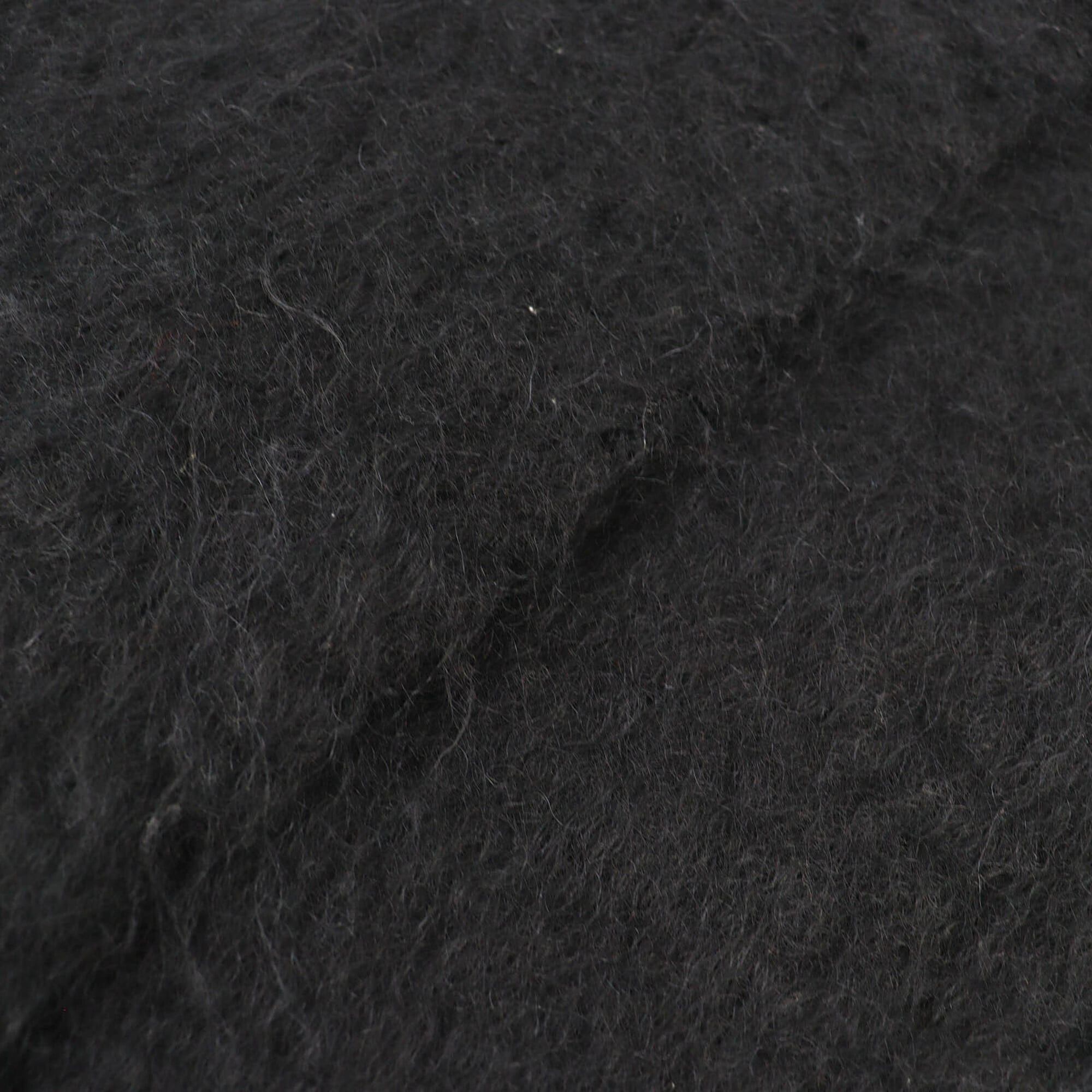 Loewe LOEWE Mohair Wool Anagram Logo Patch Fringe Long Scarf, Black, Made in Spain, Authentic, Women's Size ONE SIZE - 4 Thumbnail