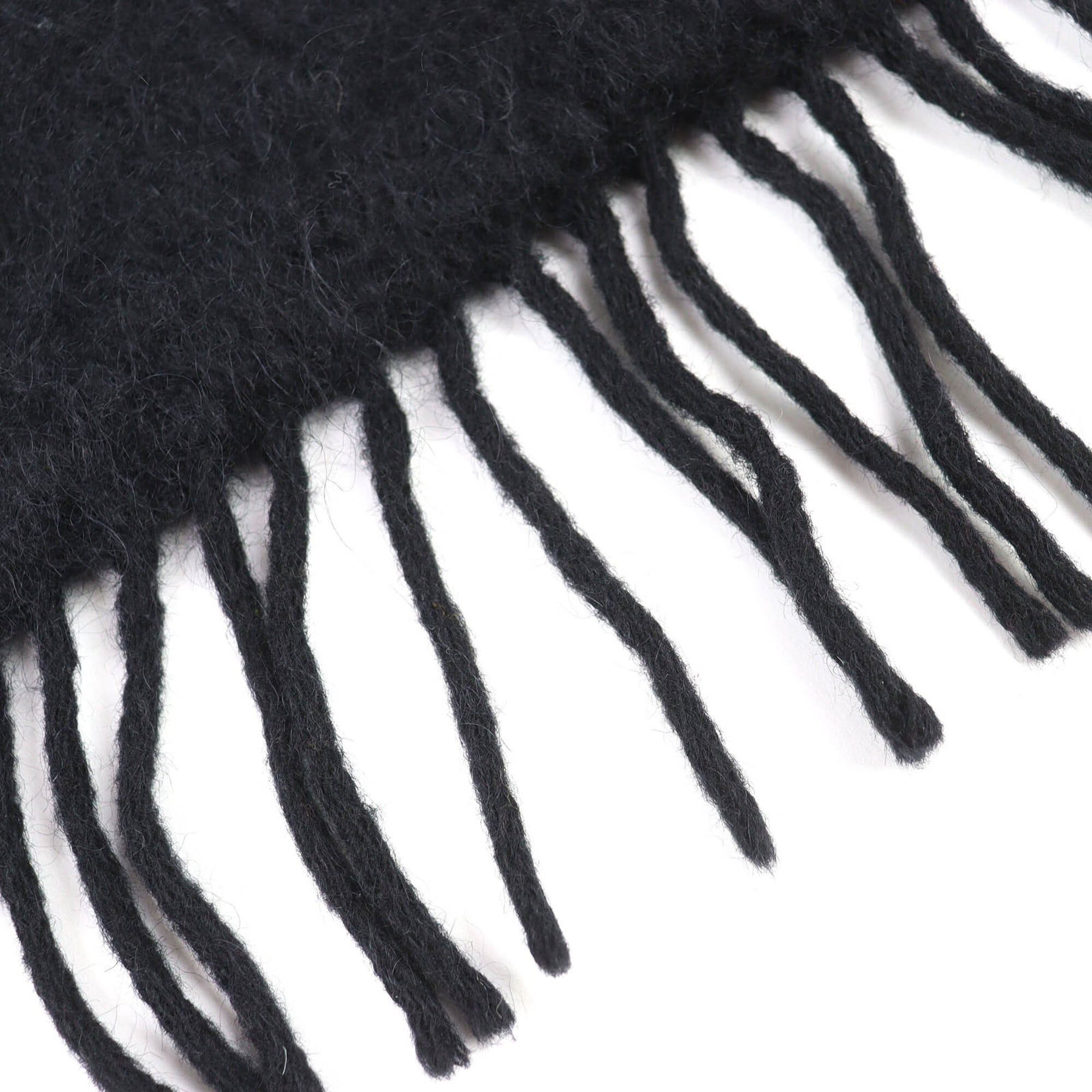 Loewe LOEWE Mohair Wool Anagram Logo Patch Fringe Long Scarf, Black, Made in Spain, Authentic, Women's Size ONE SIZE - 5 Thumbnail