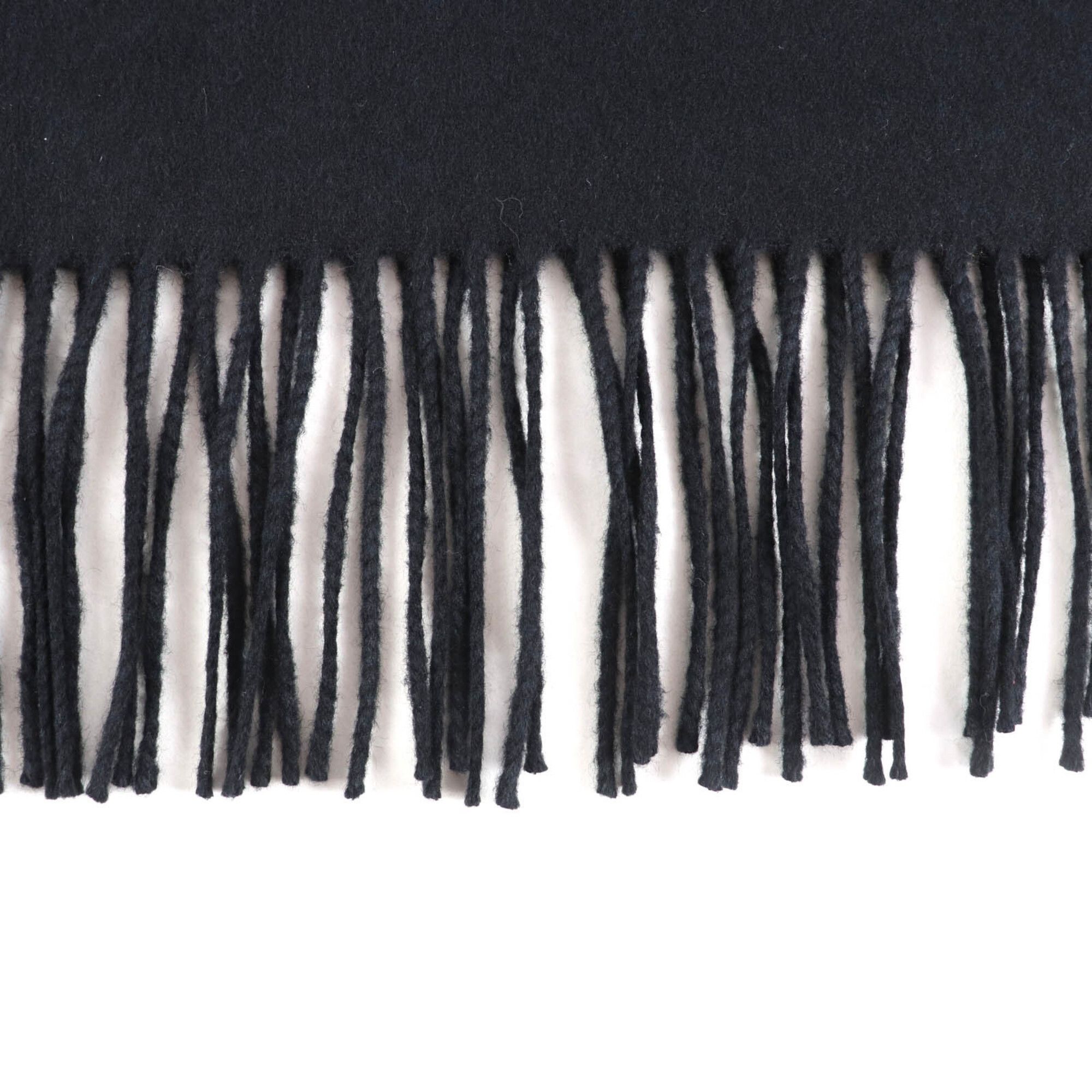 Prada PRADA (Prada) 2023 model 1FS047 Silk Cashmere Blend Fringe Scarf with Triangle Logo Plate, Black, 1700 x 350mm, Box, Made in Italy, Authentic, Men's/Women's. Size ONE SIZE - 5 Thumbnail