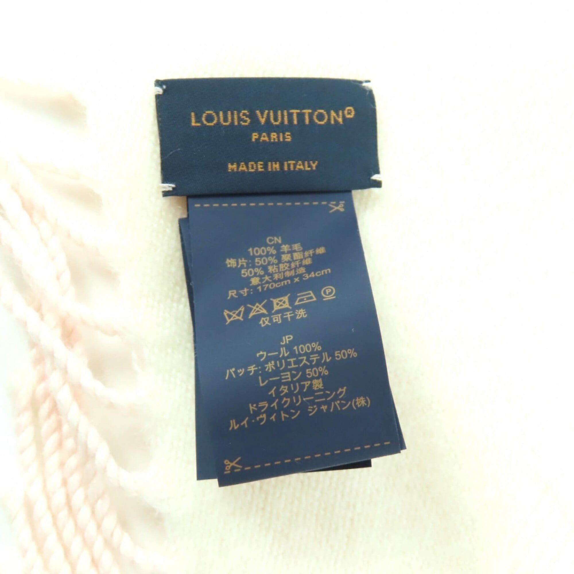 Louis Vuitton LOUIS VUITTON (Louis Vuitton) 2023 model M79522 100% Wool LV Essential Precious Dragon Fringe Scarf Pink Off-White 170cm x 34cm Comes with Box Made in Italy Authentic Women's Size ONE SIZE - 8 Thumbnail