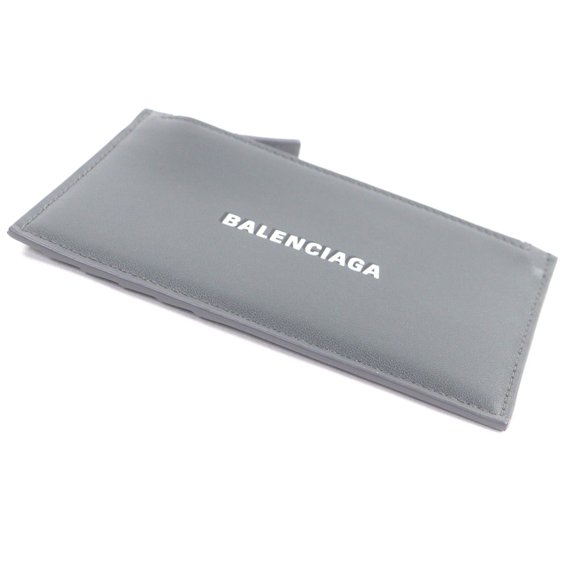 Balenciaga BALENCIAGA 594311 Logo Leather Zip Fragment Case Business Card Holder/Card Gray with Box Men's Size ONE SIZE - 5 Thumbnail