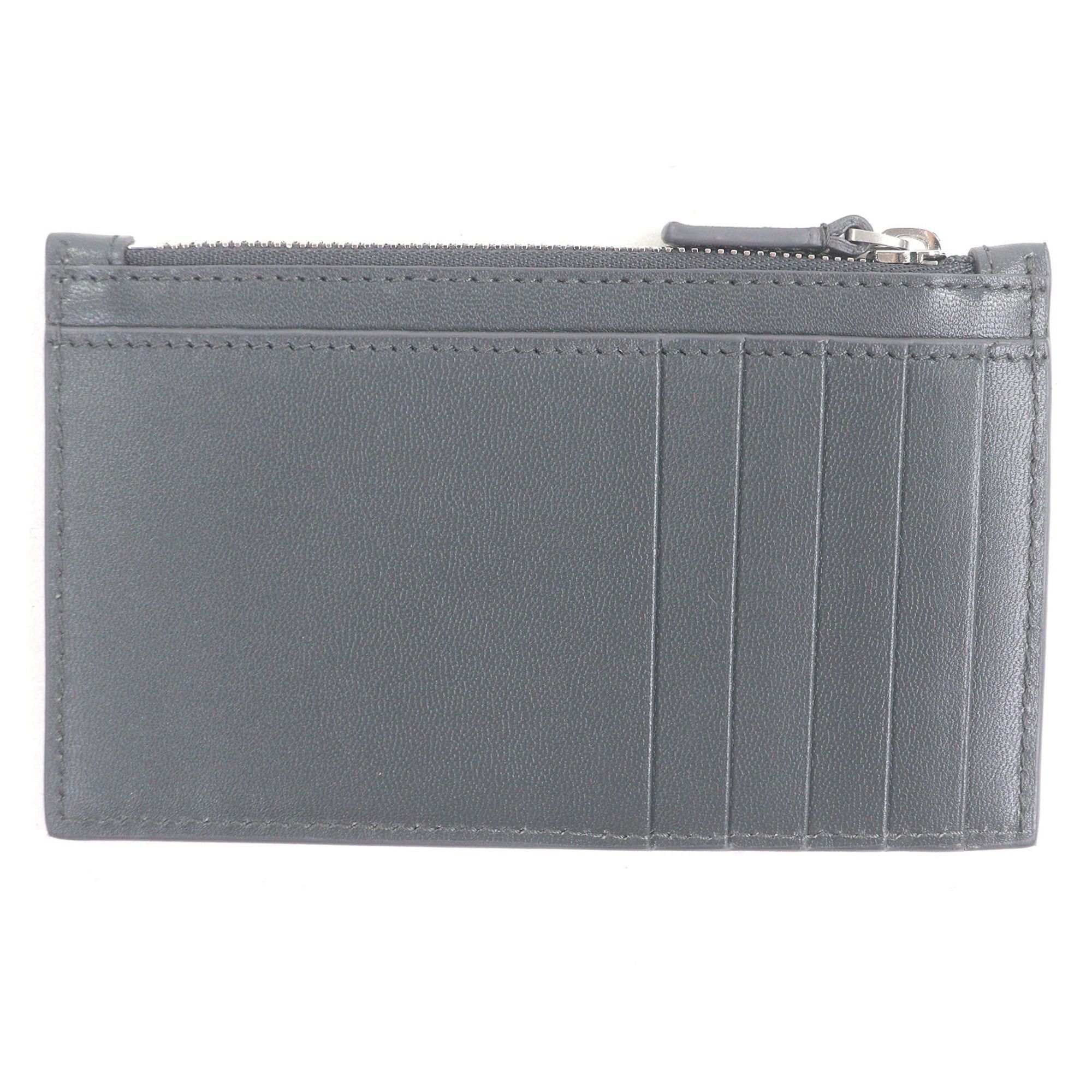 Balenciaga BALENCIAGA 594311 Logo Leather Zip Fragment Case Business Card Holder/Card Gray with Box Men's Size ONE SIZE - 3 Thumbnail