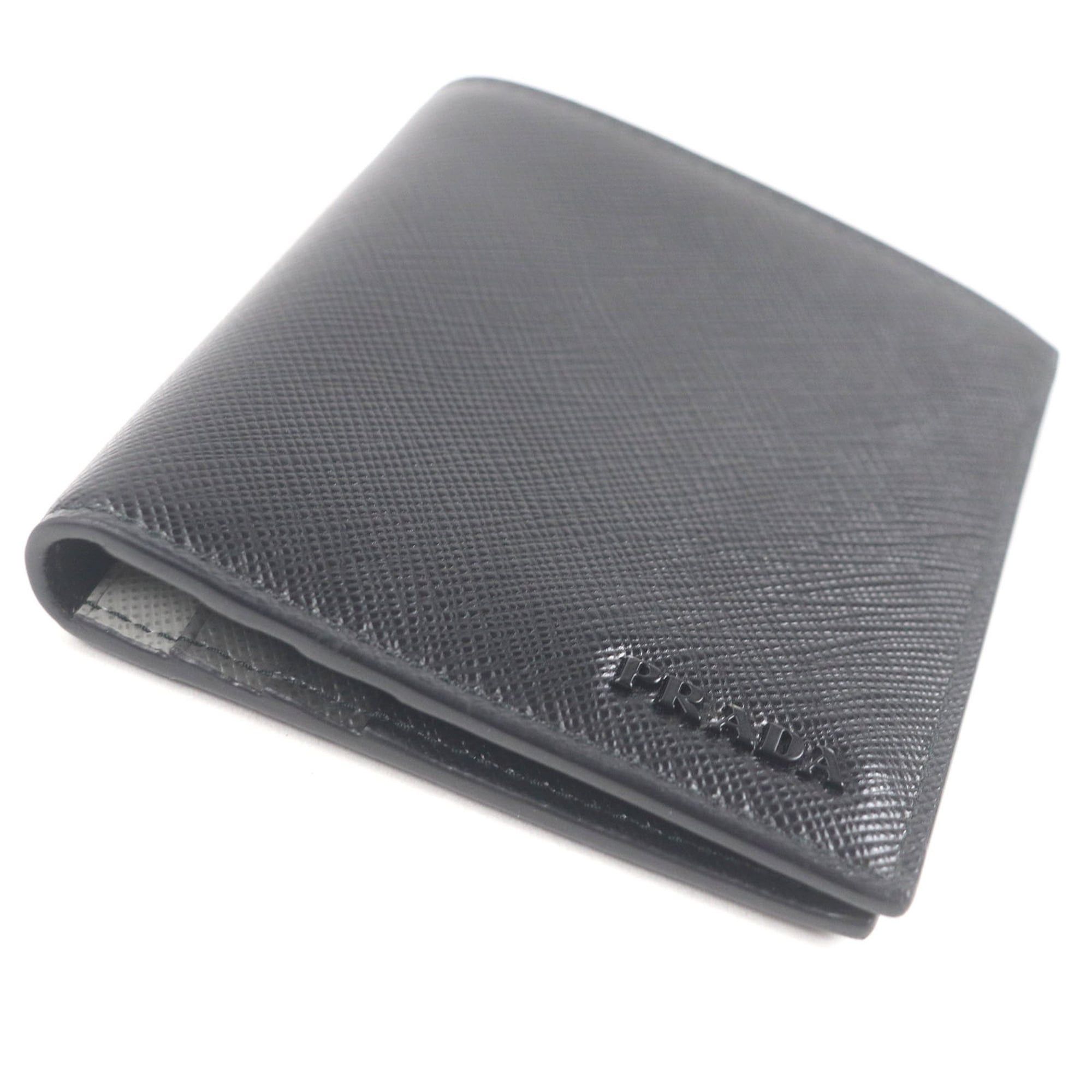 Prada PRADA 2MO004 Logo Plate Saffiano Martini Leather Bi-fold Business Card Holder/Card Case/Billfold Nero Italian Made Men's Size ONE SIZE - 4 Thumbnail