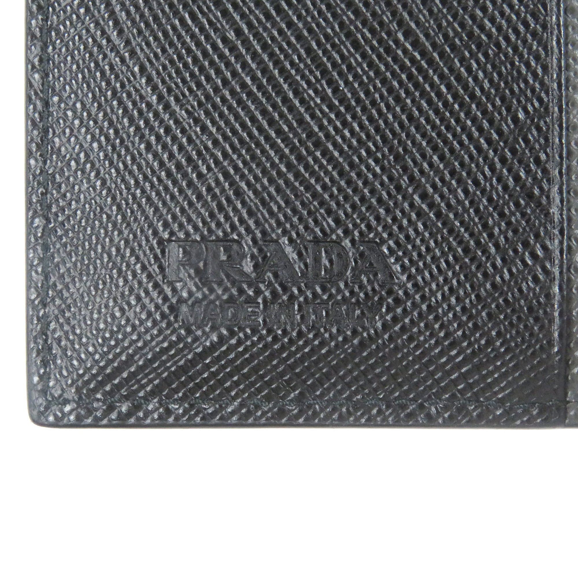 Prada PRADA 2MO004 Logo Plate Saffiano Martini Leather Bi-fold Business Card Holder/Card Case/Billfold Nero Italian Made Men's Size ONE SIZE - 7 Thumbnail