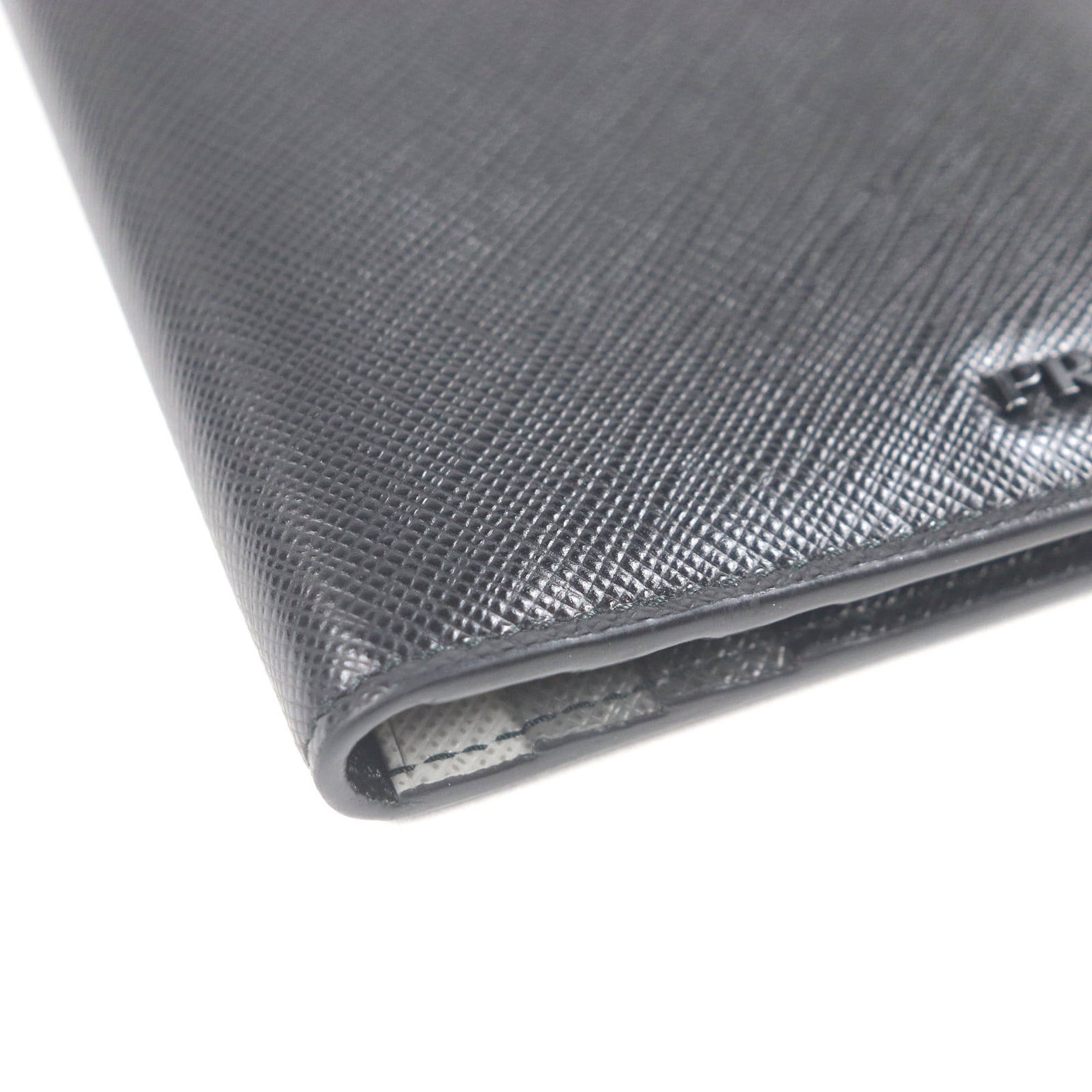Prada PRADA 2MO004 Logo Plate Saffiano Martini Leather Bi-fold Business Card Holder/Card Case/Billfold Nero Italian Made Men's Size ONE SIZE - 5 Thumbnail
