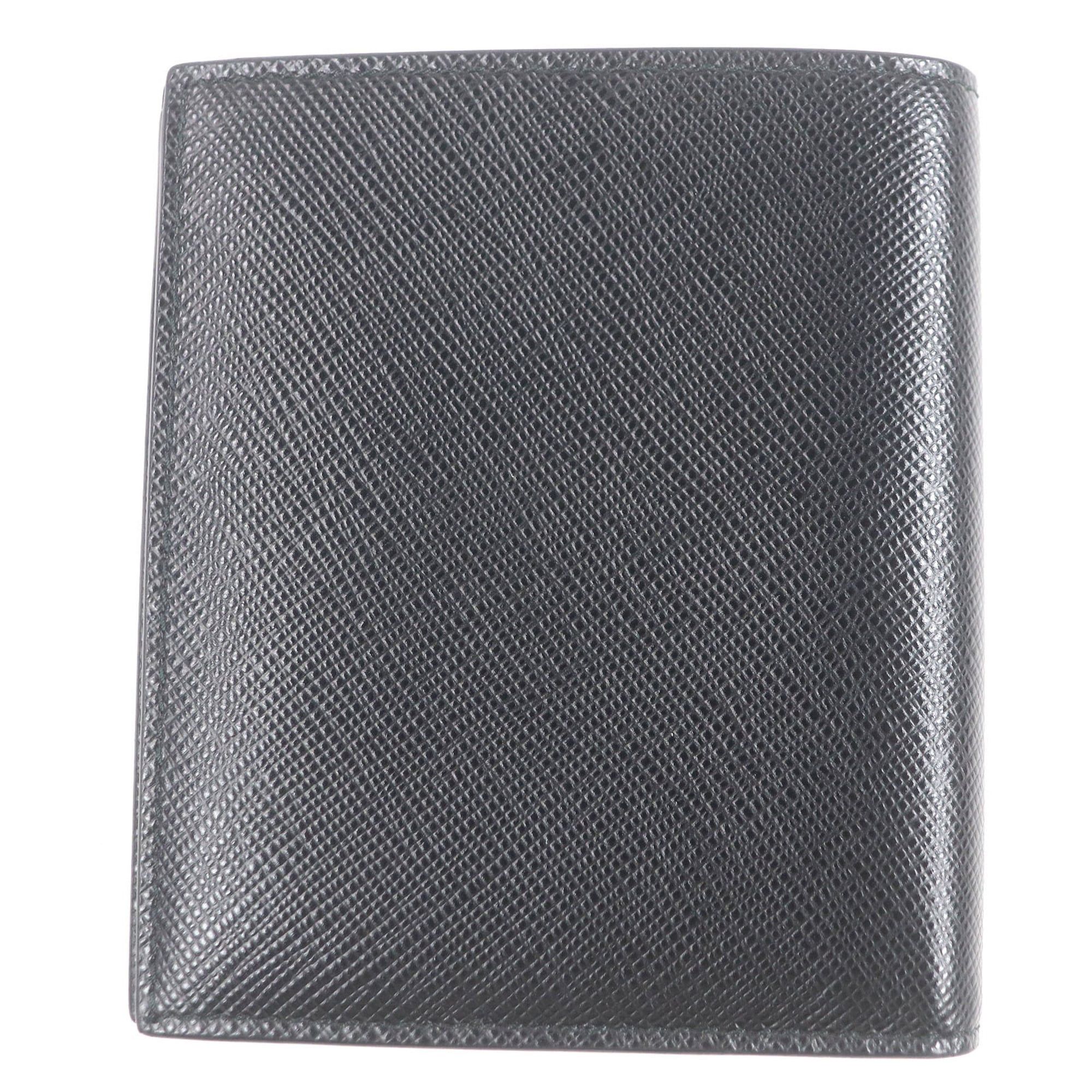 Prada PRADA 2MO004 Logo Plate Saffiano Martini Leather Bi-fold Business Card Holder/Card Case/Billfold Nero Italian Made Men's Size ONE SIZE - 3 Thumbnail